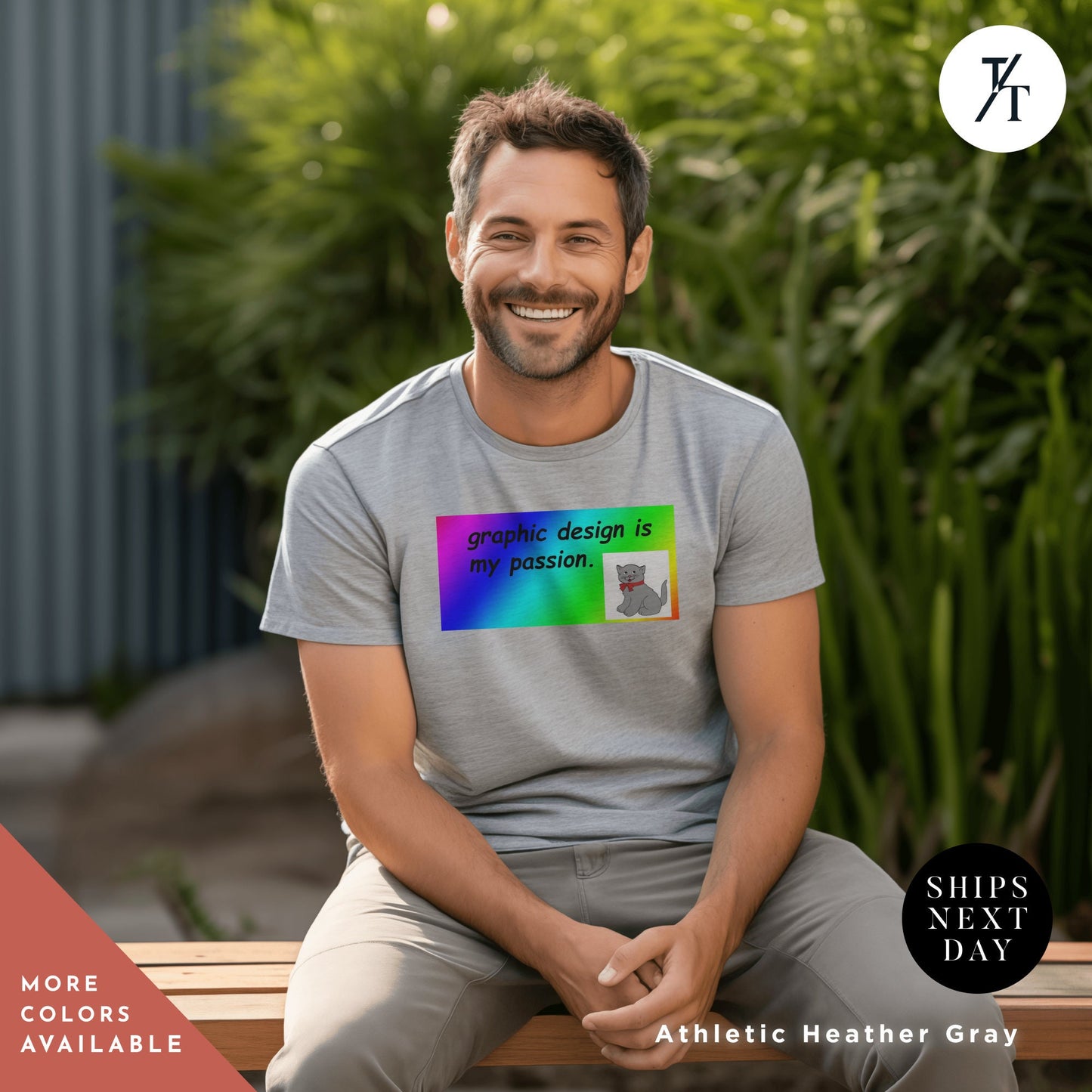 a man sitting on a bench with a smile on his face, Graphic Design Is My Passion funny shirt, Graphic Design Gift, Graphics Designer Meme, Cool Gift Designer, Funny Meme Shirt, Unisex T