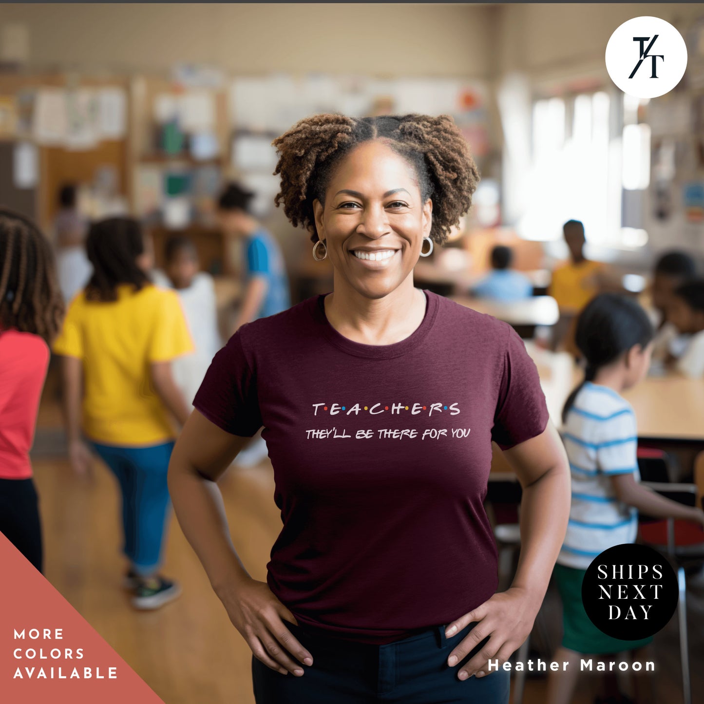 a woman standing in a classroom with her hands on her hips, Teacher's Friends sitcom shirt, Teacher Team T-Shirt, teacher t shirt best seller, Teacher tShirts, Test Day Shirt, Teacher Tee, 90s tee