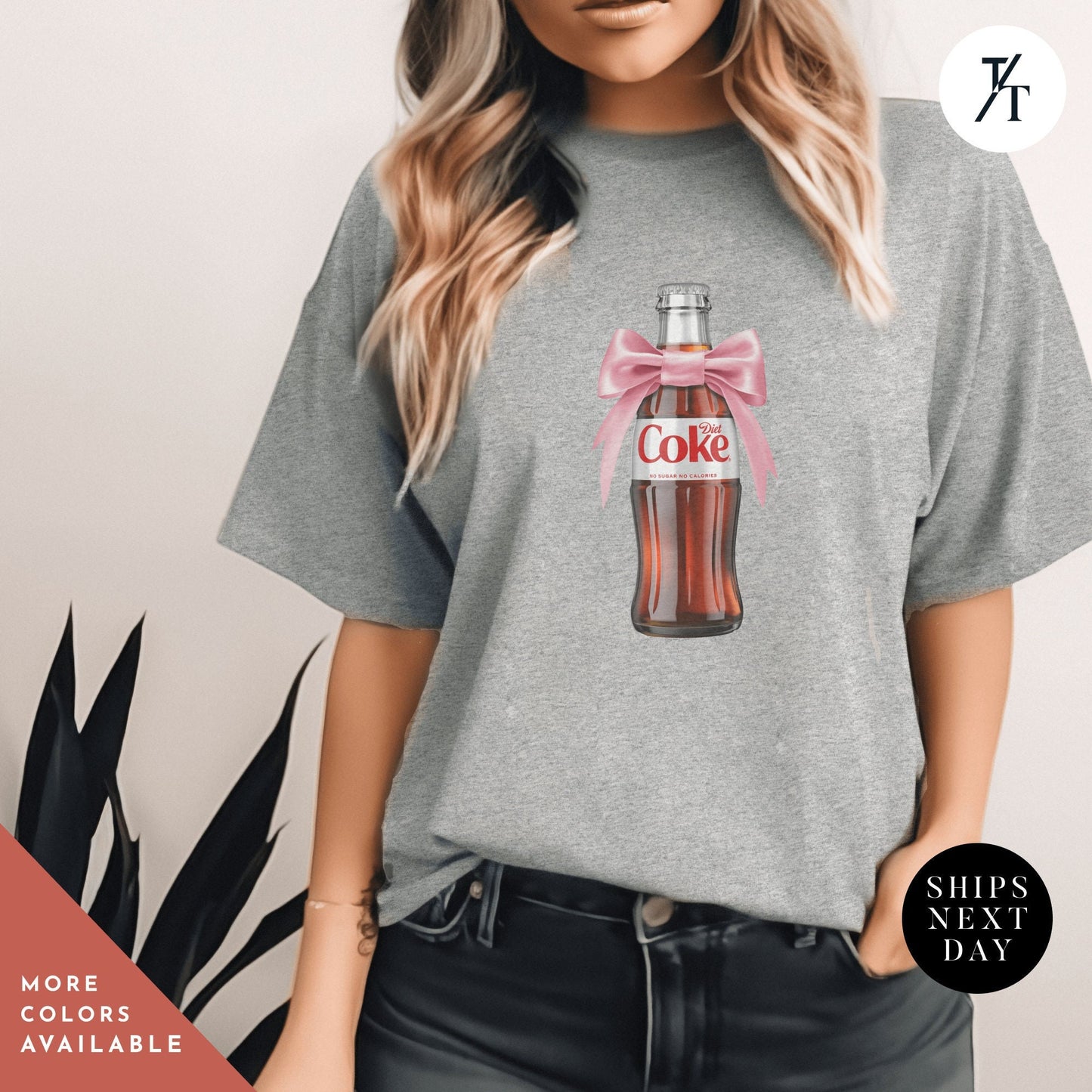 a woman wearing a coca cola t - shirt with a bow, i need diet coke, Diet Coke Shirt, Diet Coke Pink Bow Tshirt, Diet Coca Cola Shirt Diet Coke Lover, Trendy Tshirt, Gift For Her, Coca Cola