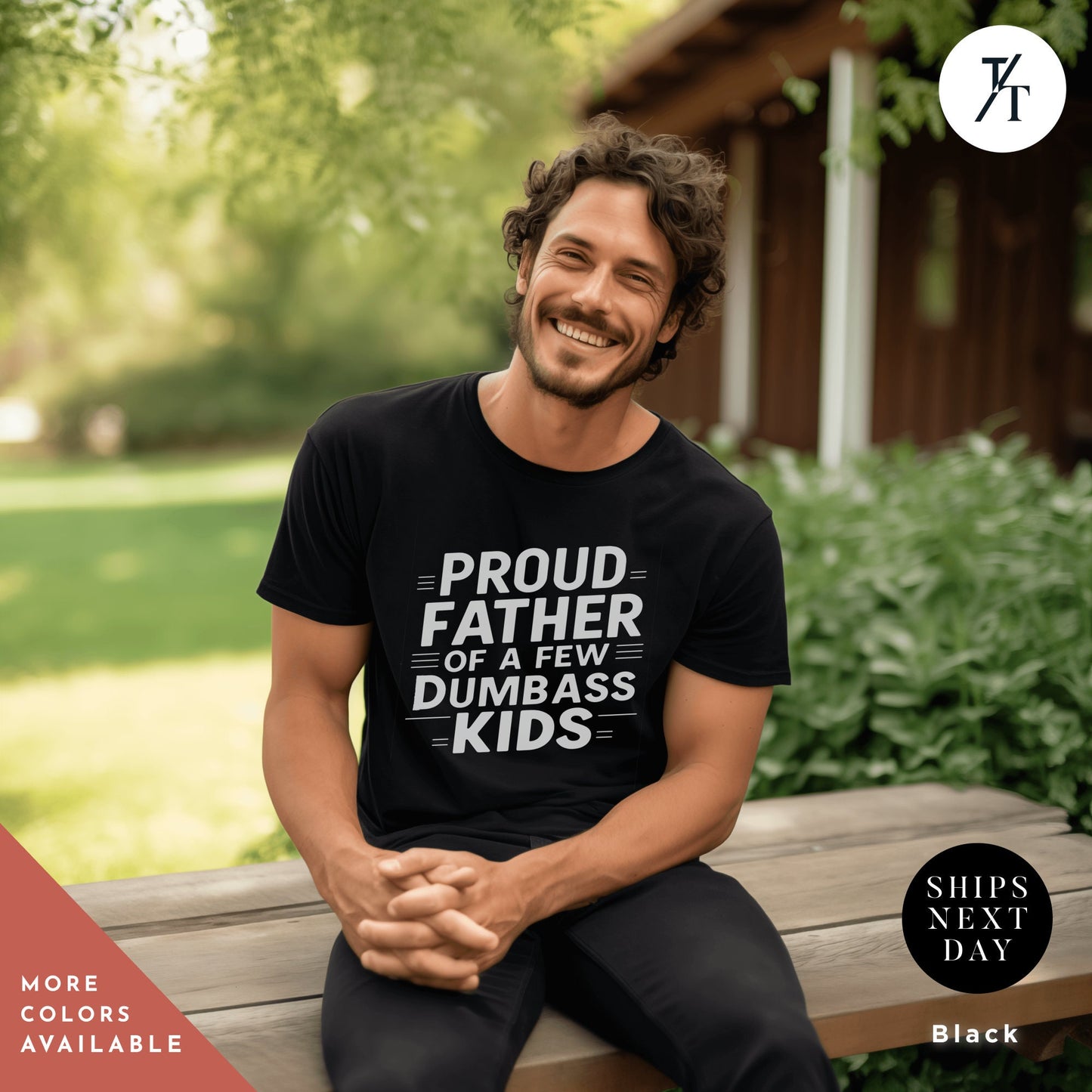 a man sitting on a bench wearing a t - shirt that says proud father of, Proud father of a few dumbass kids, workout shirt, mens funny shirt, funny gym shirt, dad shirts, fathers day gift, funny shirt for dad