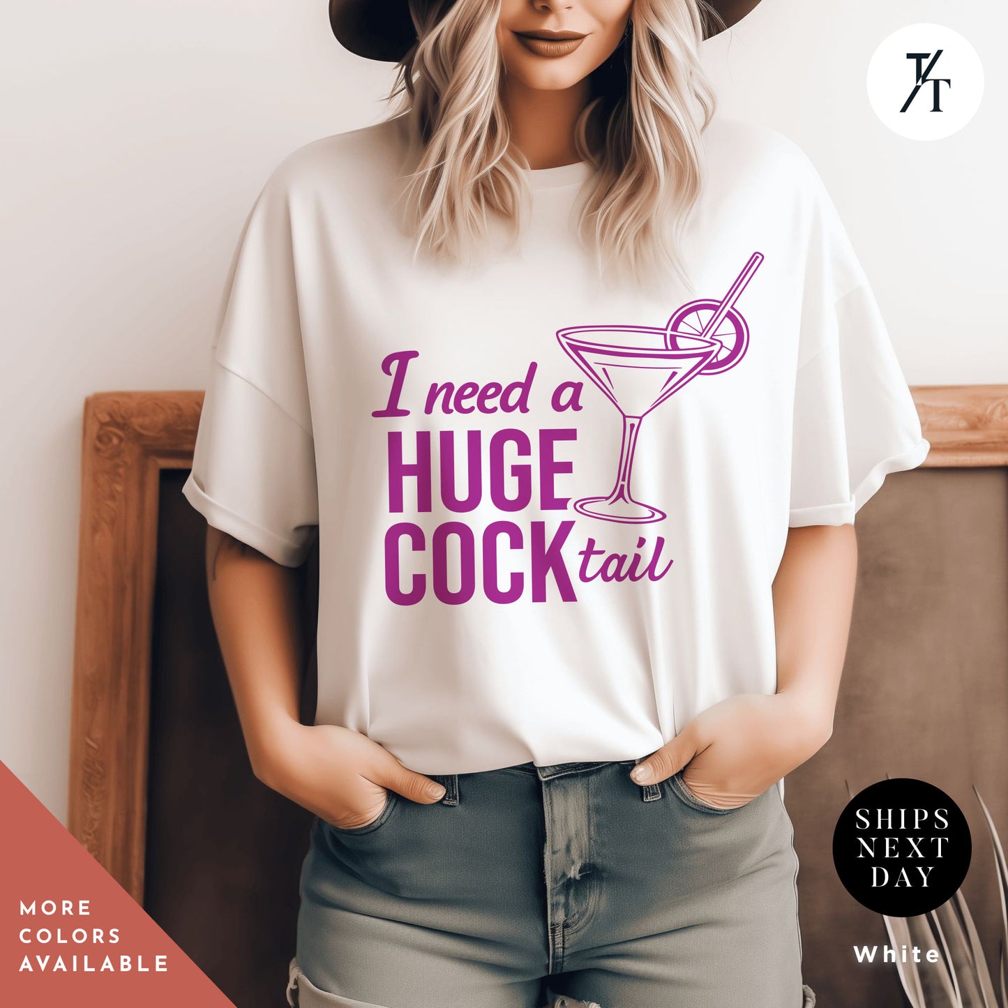 a woman wearing a t - shirt that says i need a huge cocktail, Funny Drinking Shirt, i need a huge cocktail shirt, funny adult humor drinking tshirt, Hilarious Bartender tShirt, Ladies cocktail tee