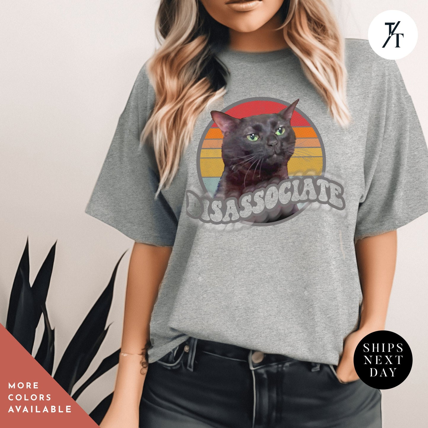 a woman wearing a gray t - shirt with a black cat on it, Zoning out shirt, black cat Zoning Out Funny Meme shirt, Unisex Funny Instagram Meme tee, Disassociating Black Cat Tiktok Trend, catmom gift