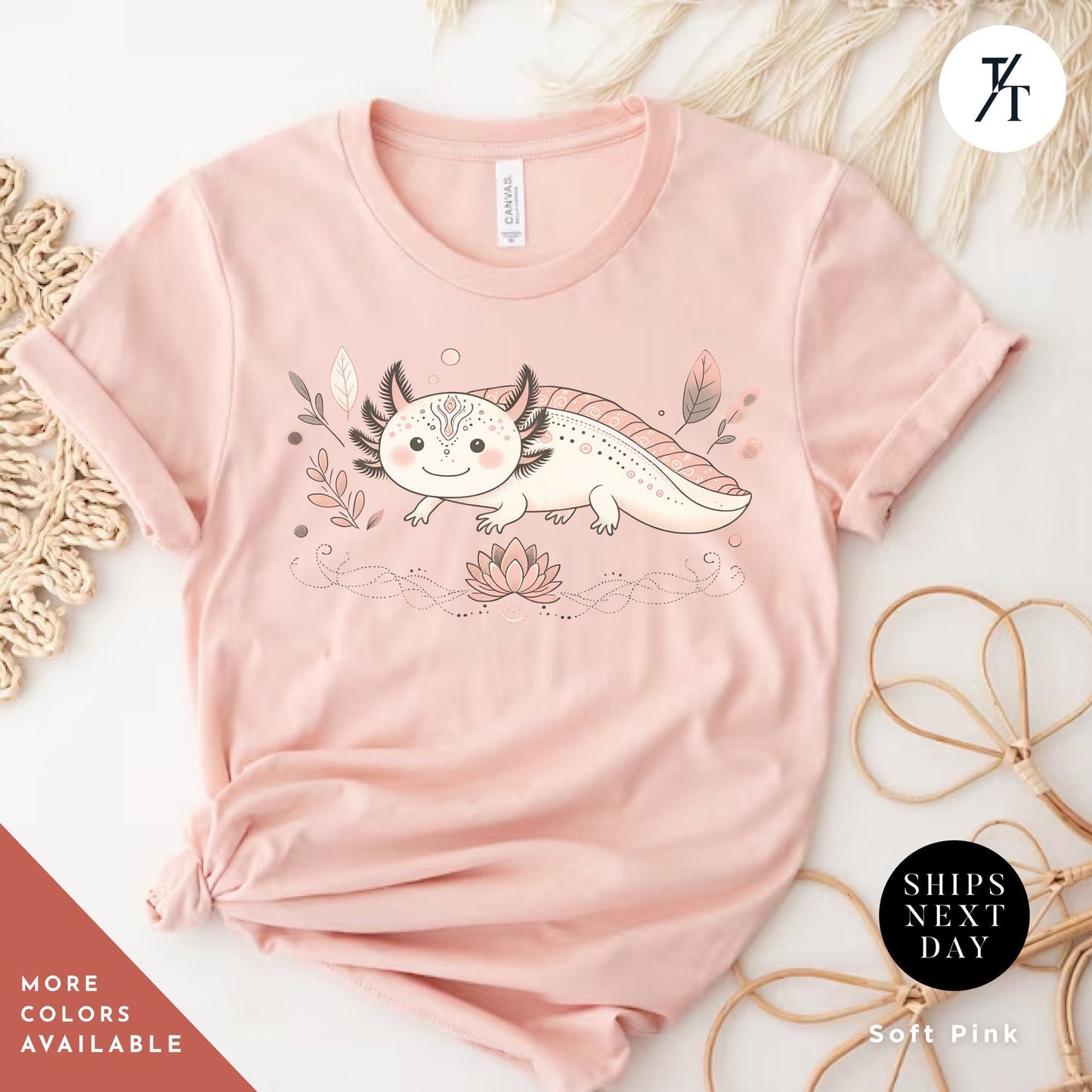 a pink shirt with an image of an animal on it, Boho Axolotl Shirt, Axolotl Lovers Gifts, Axolotls Shirt Women, Axolotls T-Shirts, Animal Lover Gift, Cute Animal Shirt, Mexican Salamander