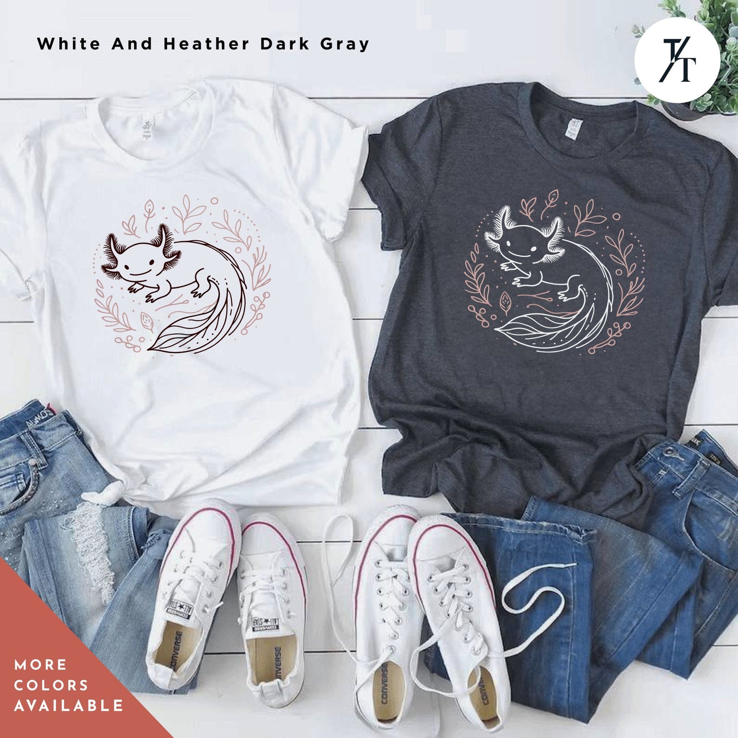 a couple of t - shirts sitting on top of a table, Cute Axolotl Shirt, Axolotl Lovers Gifts, Axolotls Shirt Women, Axolotls T-Shirts, Animal Lover Gift, Cute Animal Shirt, Mexican Salamander