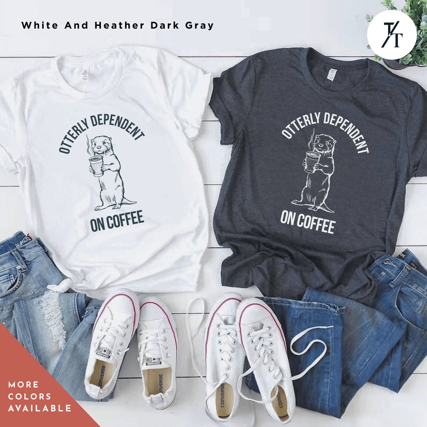 a t - shirt with a picture of a dog and coffee on it, Otter coffee shirt, Coffee Otter Shirt, Otters Lover Shirts, Otters Lover Gift, SeaOtter Gift, Xmas Gift For Women, Funny Mens T-Shirts