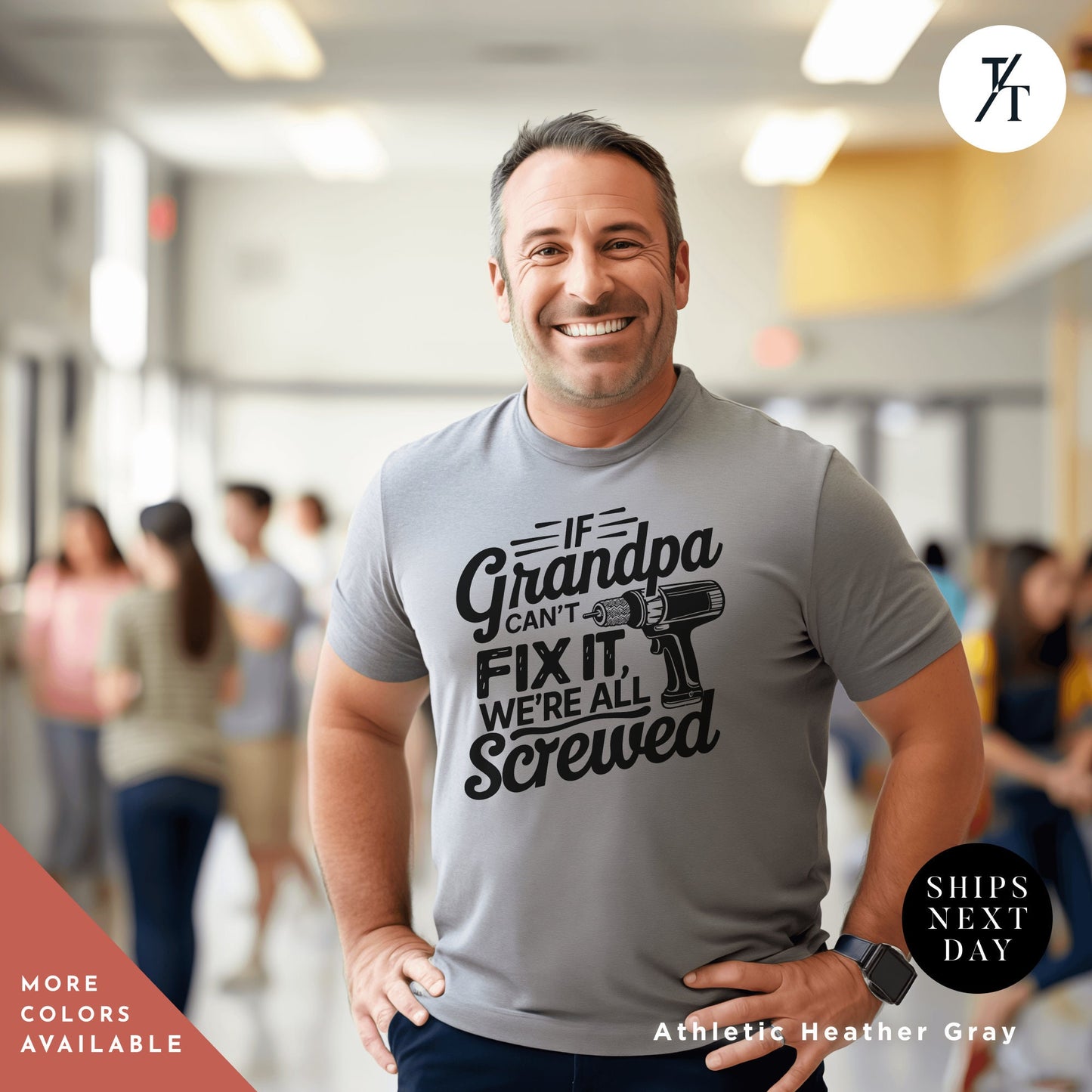 a man wearing a t - shirt that says if grandpa can't fix it, grandpa shirt if grandpa can't fix it we are all screwed shirt fathers day gift grandpa gift funny shirt gift for grandpa my grandpa tee