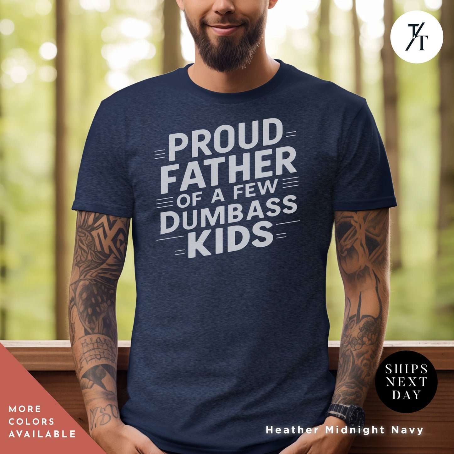 a man wearing a t - shirt that says proud father of a few dumbass, Proud father of a few dumbass kids, workout shirt, mens funny shirt, funny gym shirt, dad shirts, fathers day gift, funny shirt for dad