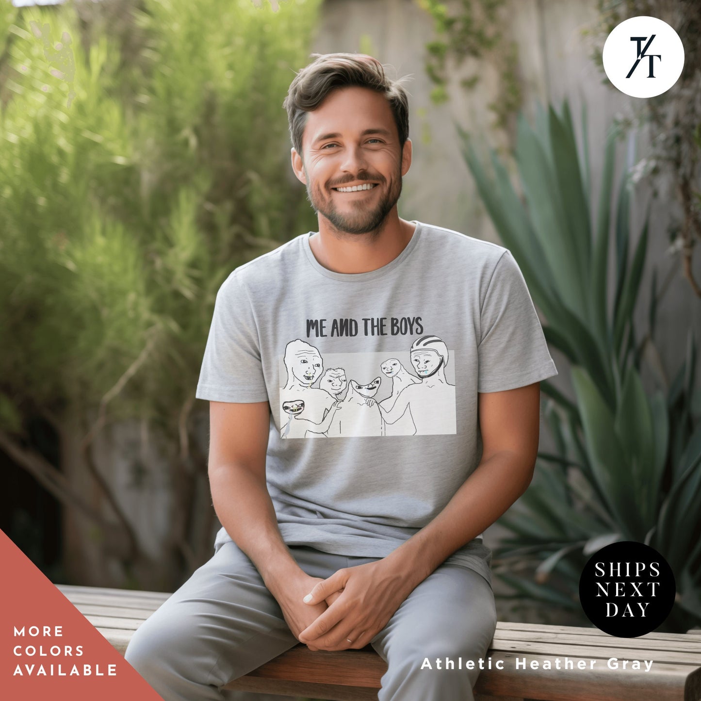 a man sitting on a bench wearing a t - shirt , Ironic Parody Meme, Funny Meme Shirt, Feels Guy, Wojak Memes, Stupid Funny Memes, Greentext 4Chan, Zoomer Humor, Pepe The Frog, Weird TShirt