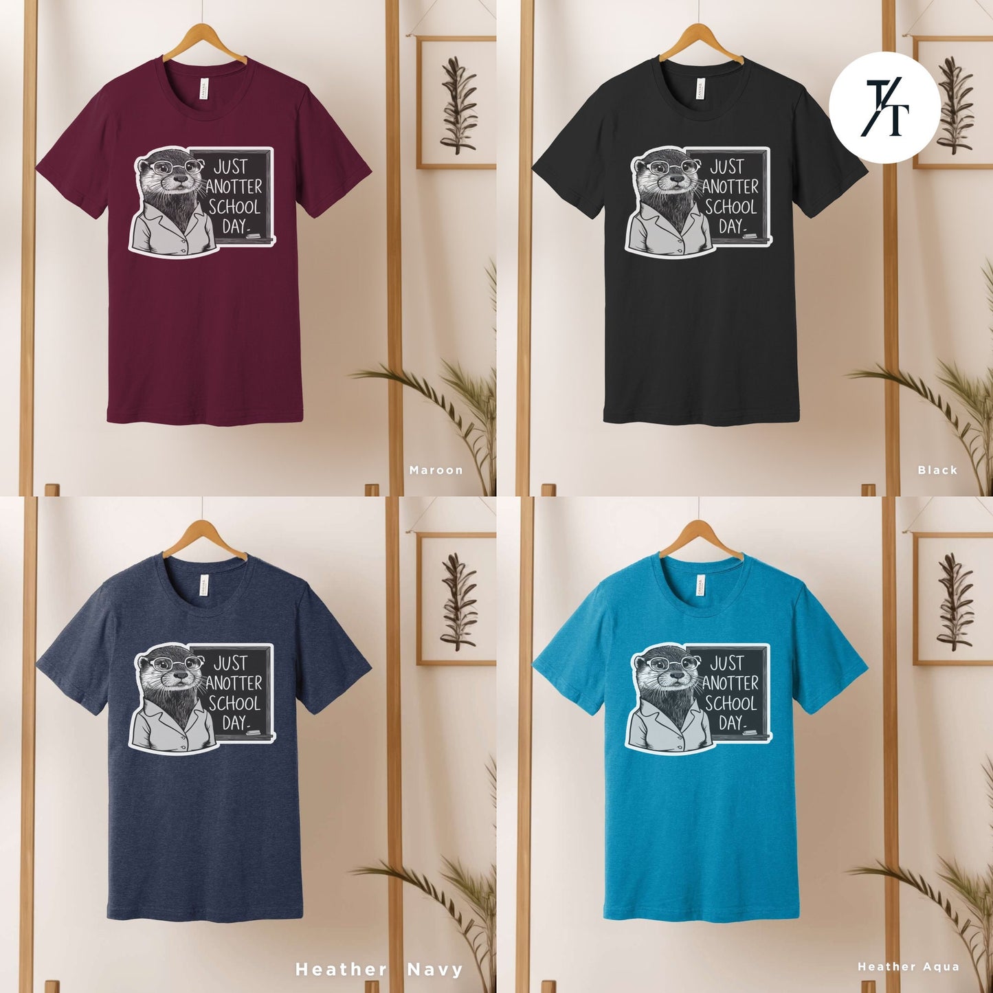 four t - shirts with a picture of a bear on them, Sea otter t-shirt, Gift For Teacher, Otter Lover Gift, Funny Teacher Shirt, Back To School Gift, Ottermom tShirt, Sea Otters tee