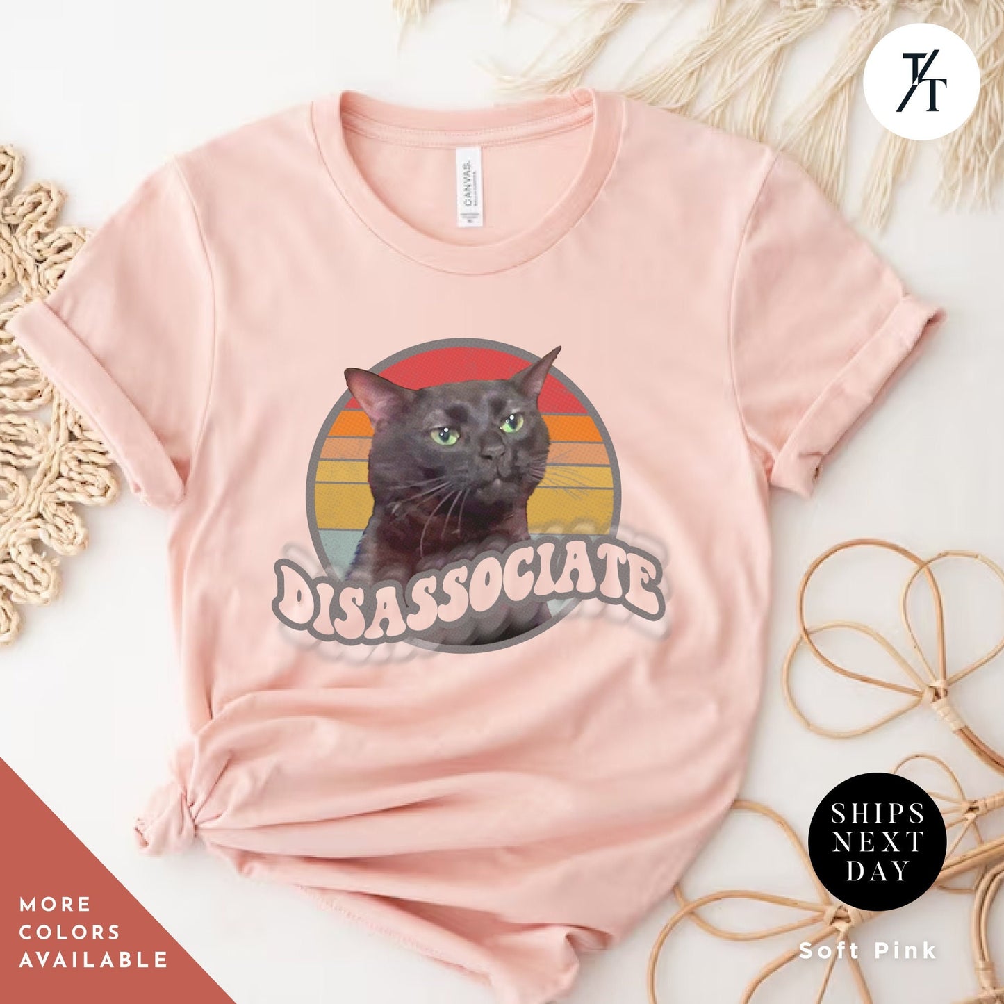 a pink shirt with a black cat on it, Zoning out shirt, black cat Zoning Out Funny Meme shirt, Unisex Funny Instagram Meme tee, Disassociating Black Cat Tiktok Trend, catmom gift