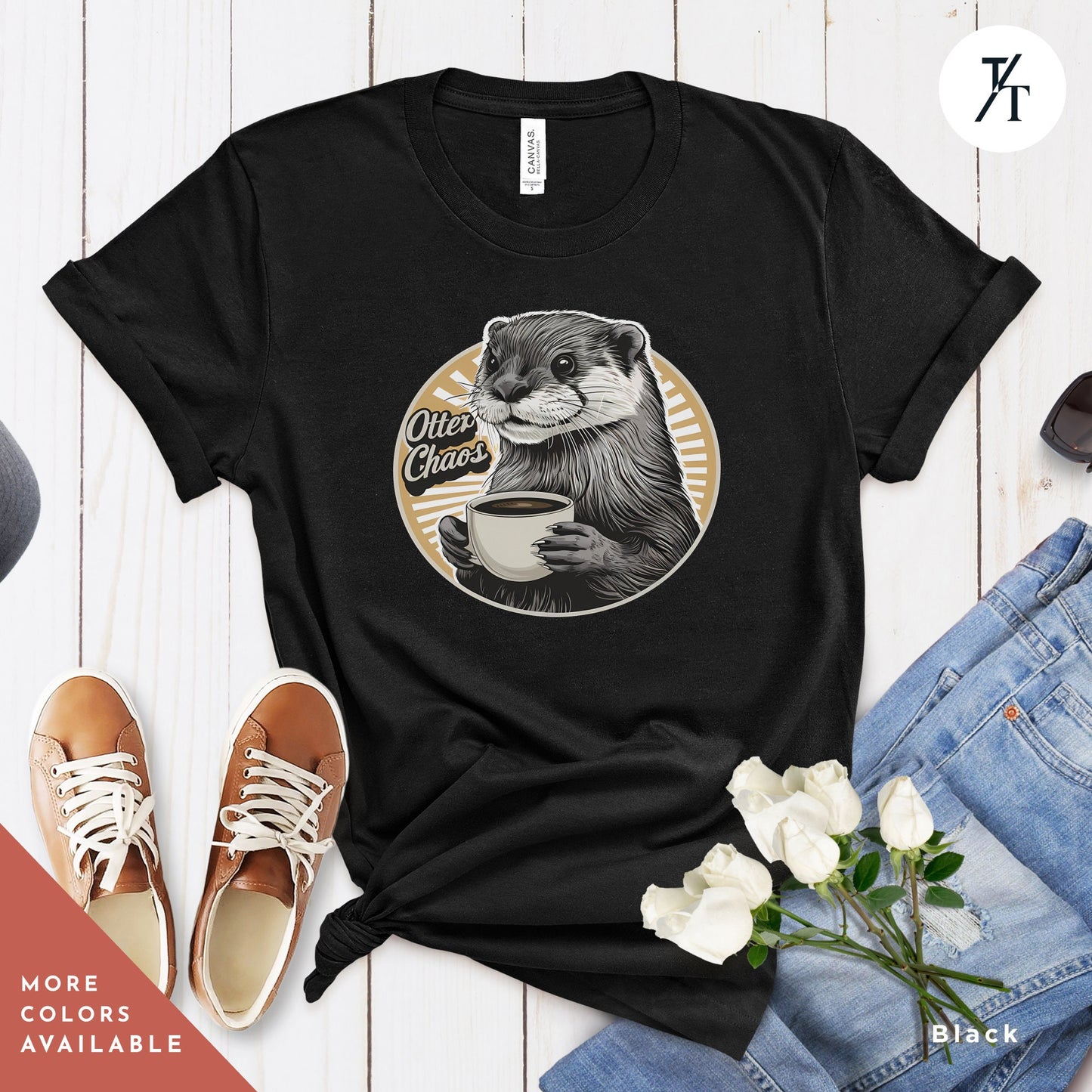 a t - shirt with an otter holding a cup of coffee, Otter coffee shirt, Coffee Otter Shirt, Otters Lover Shirts, Otters Lover Gift, SeaOtter Gifts, Xmas Gift For Women, Funny Mens T-Shirts