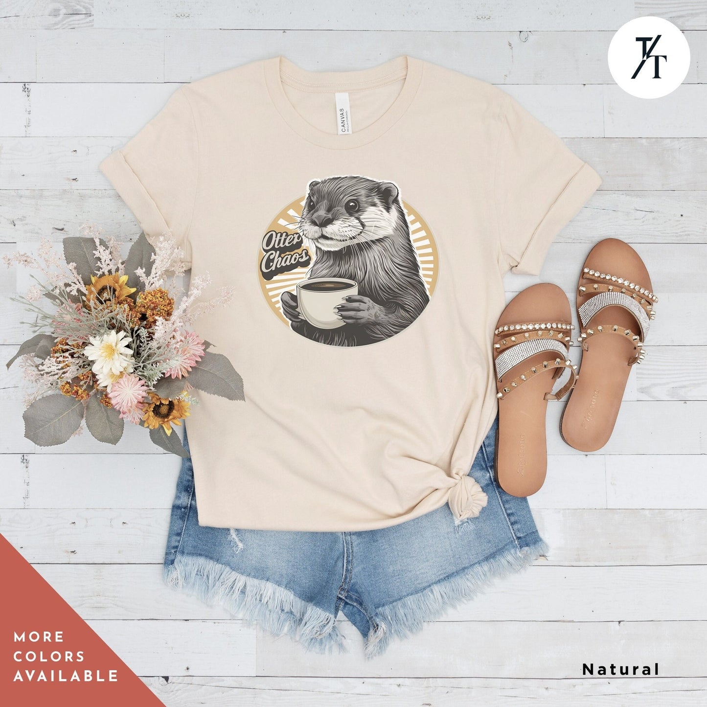 a t - shirt with a picture of a beaver holding a cup of coffee, Otter coffee shirt, Coffee Otter Shirt, Otters Lover Shirts, Otters Lover Gift, SeaOtter Gifts, Xmas Gift For Women, Funny Mens T-Shirts