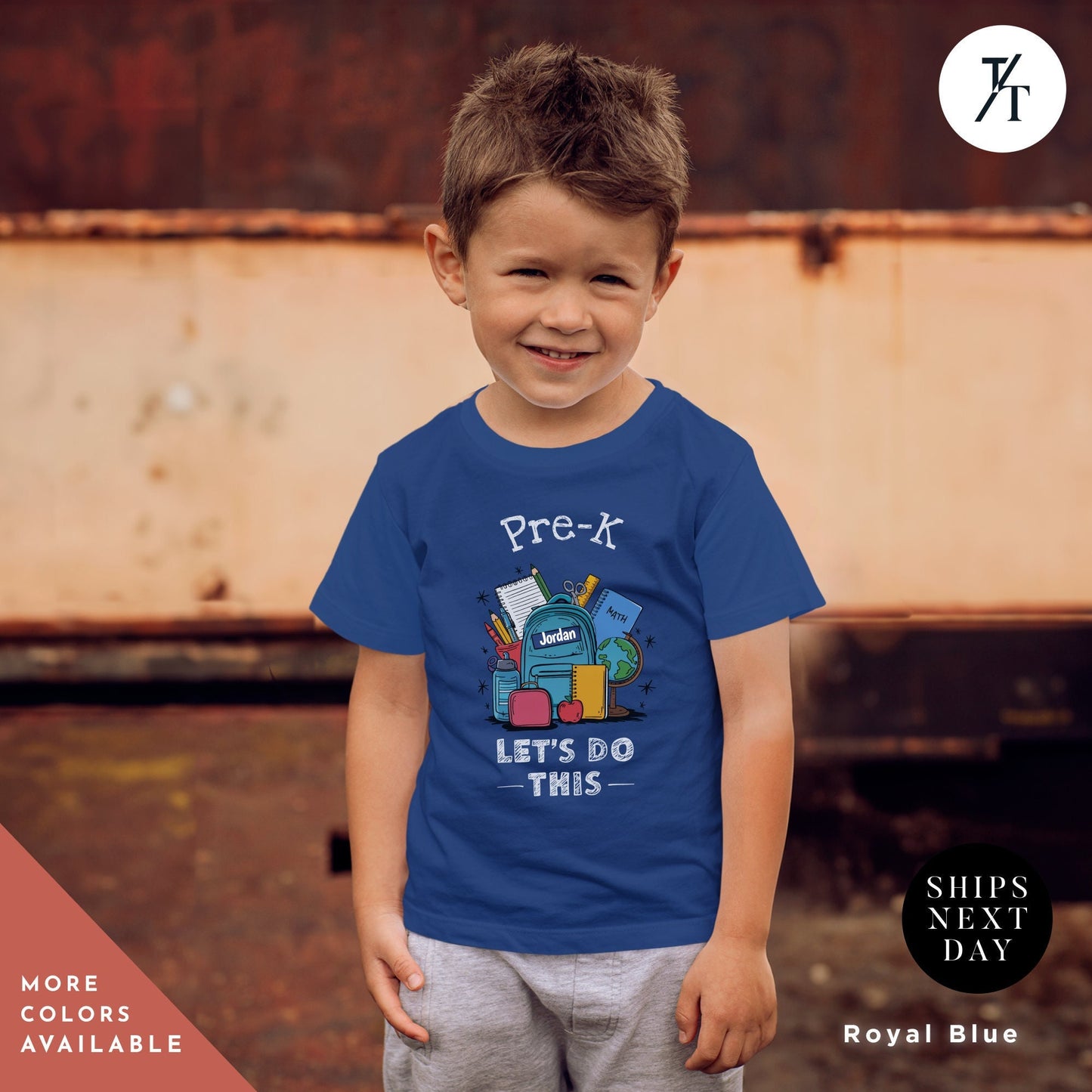 a young boy wearing a blue shirt that says prek lets do this, Pre-k let's do this shirt, Personalized First Day Of School tee, Back To School Shirt, First Day Of Pre-K, Hello Pre-K, Custom School tee