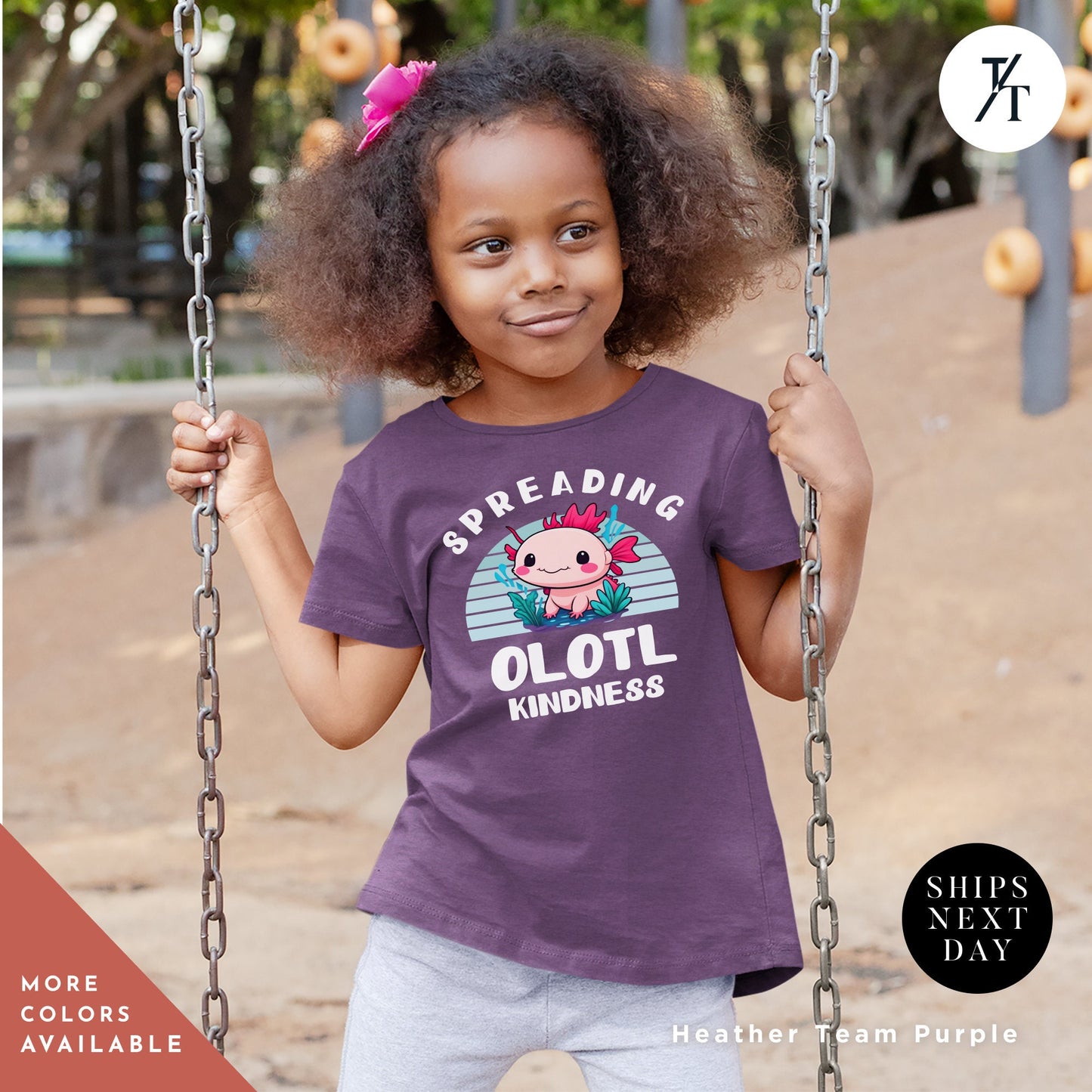 a young girl holding onto a metal swing, axolotl shirt for girl, Girls Axolotl Shirt, Cute Axolotls tShirt, Funny Axolotls tShirt, Girl Birthday tee, Animal Lover tee, kids birthday