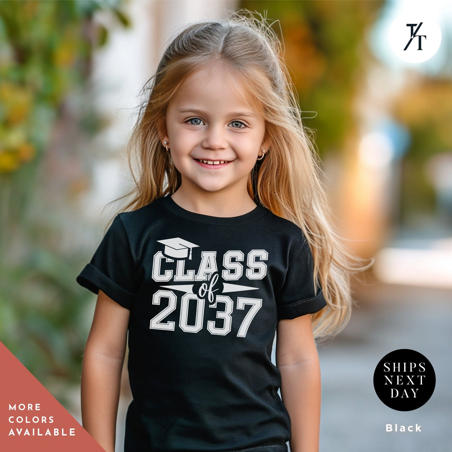 a young girl wearing a class of 2037 t -shirt, Graduation shirt 2037, Kindergarten Shirt, First Day Of School, Class Of 2037 Shirts, School Memory Shirts, Back To School Kids tshirt