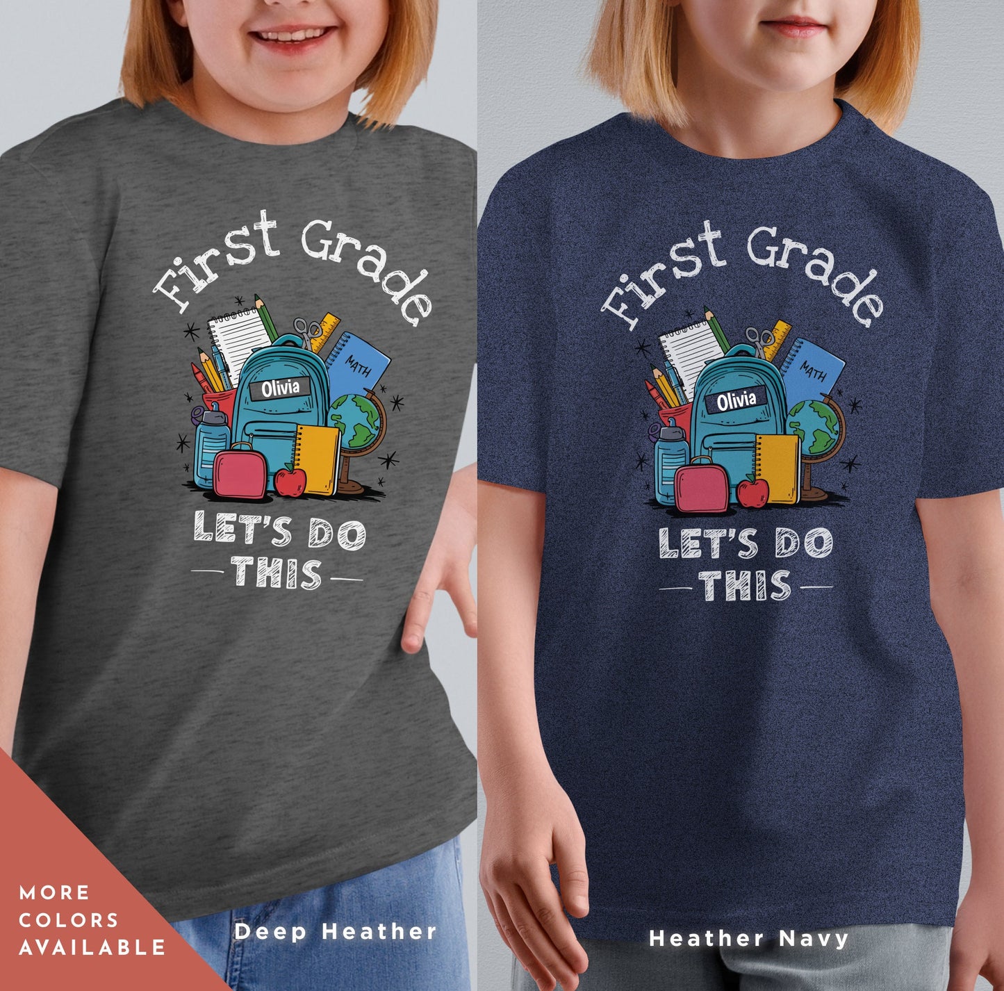 two children wearing t - shirts that say first grade, let's do this, Let's do this first grade tee, Back To School Shirt, First Day Of School, First Grade Shirt, 1St Grades Shirts, 1St Day, Kids School tee