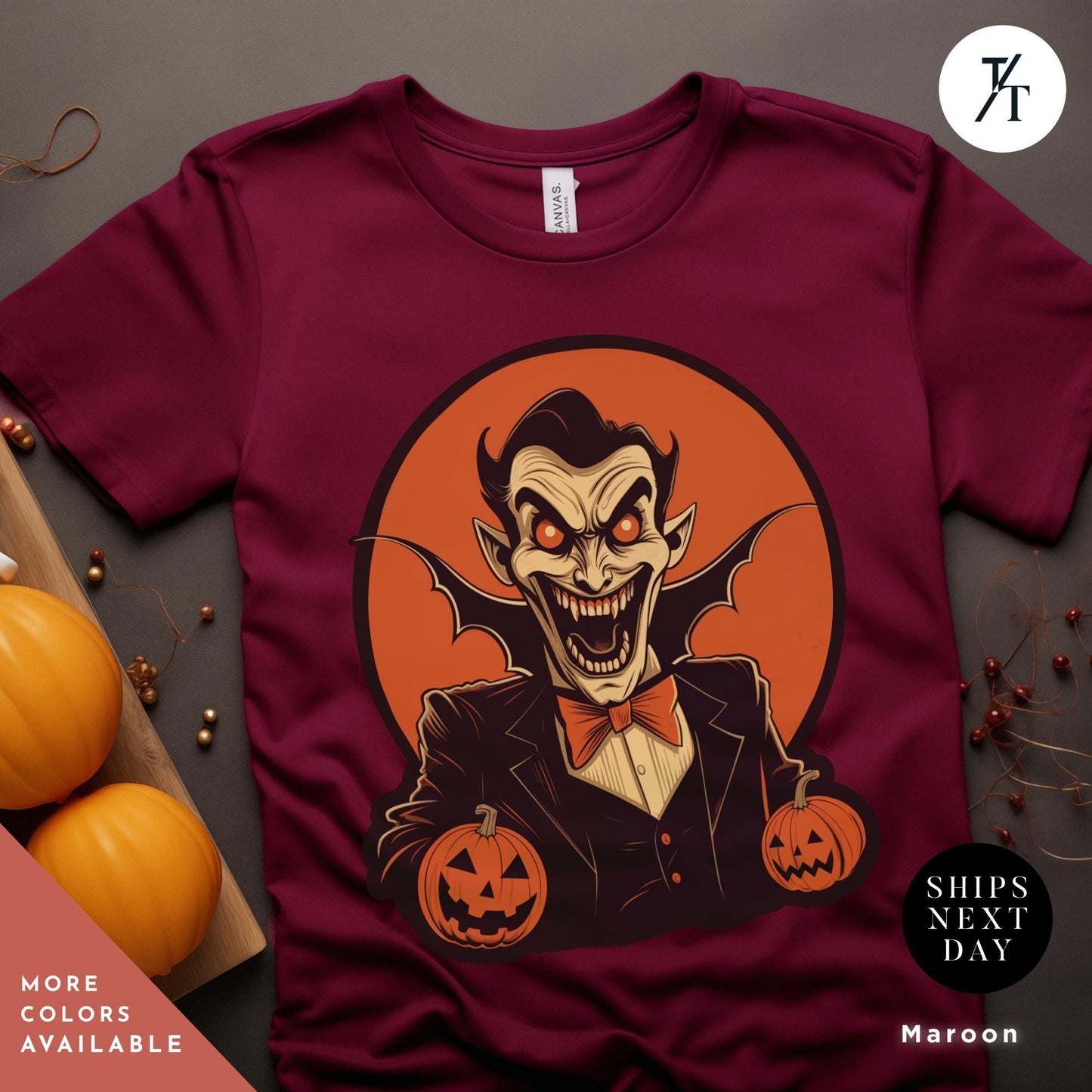 a t - shirt with an image of a creepy Dracula vampire, Vintage Halloween shirt, long live halloween Vampire Teeth Shirt, Dracula Flow Tshirt, vampire fangs, Monster Mash Tee, Retro Monster Tee