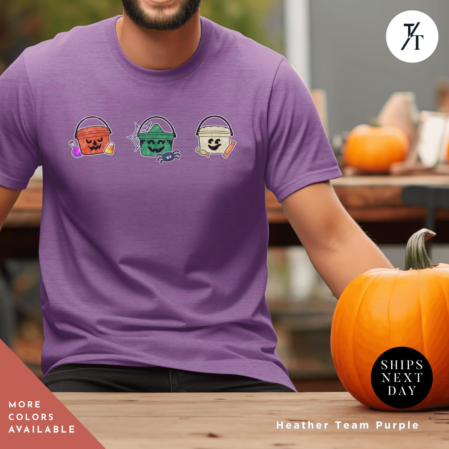 a man sitting next to a pumpkin with three faces on it, Retro Halloween Witch Ghost Pumpkin Boo Bucket Shirt, Vintage Halloween Crewneck, Cute Spooky Season Shirt, McDonald's Boo Bucket Gift,