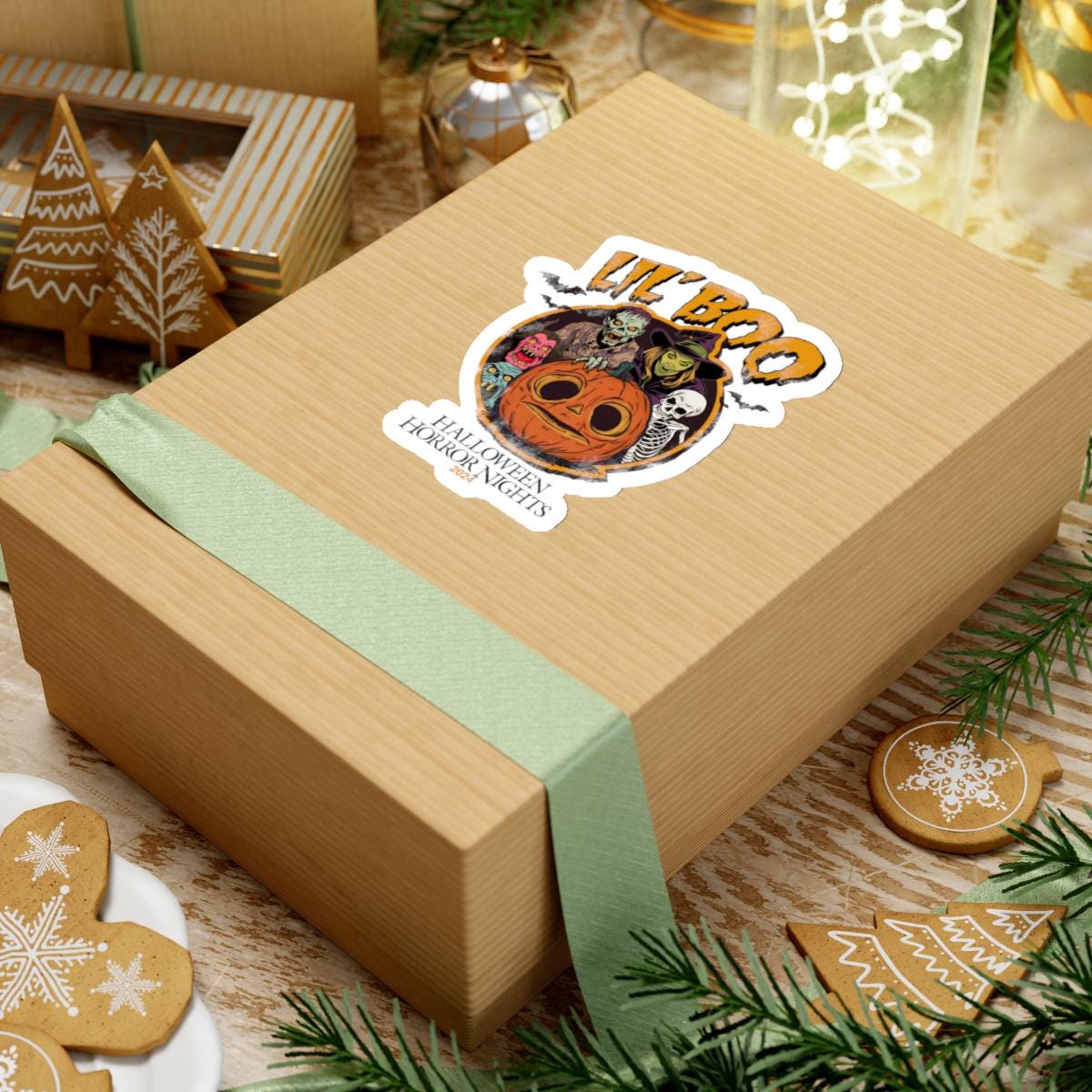 a box with a sticker of a pumpkin on it, Halloween horror nights sticker Hhn Jack Decal Lil Boo Sticker, Halloween Horror Nights Uoap Decals, Universal Stickers, Universal Studios