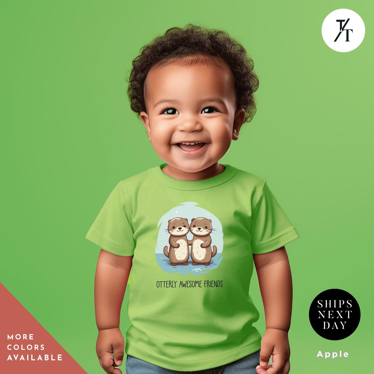 a baby wearing a green shirt with a otter on it, Otter shirt toddler, Kids Otter Shirt, Baby Shower Gift, Otters Toddler Shirts, Otters Lover Gift Cute Youth Infant baby Animal seaotter tee