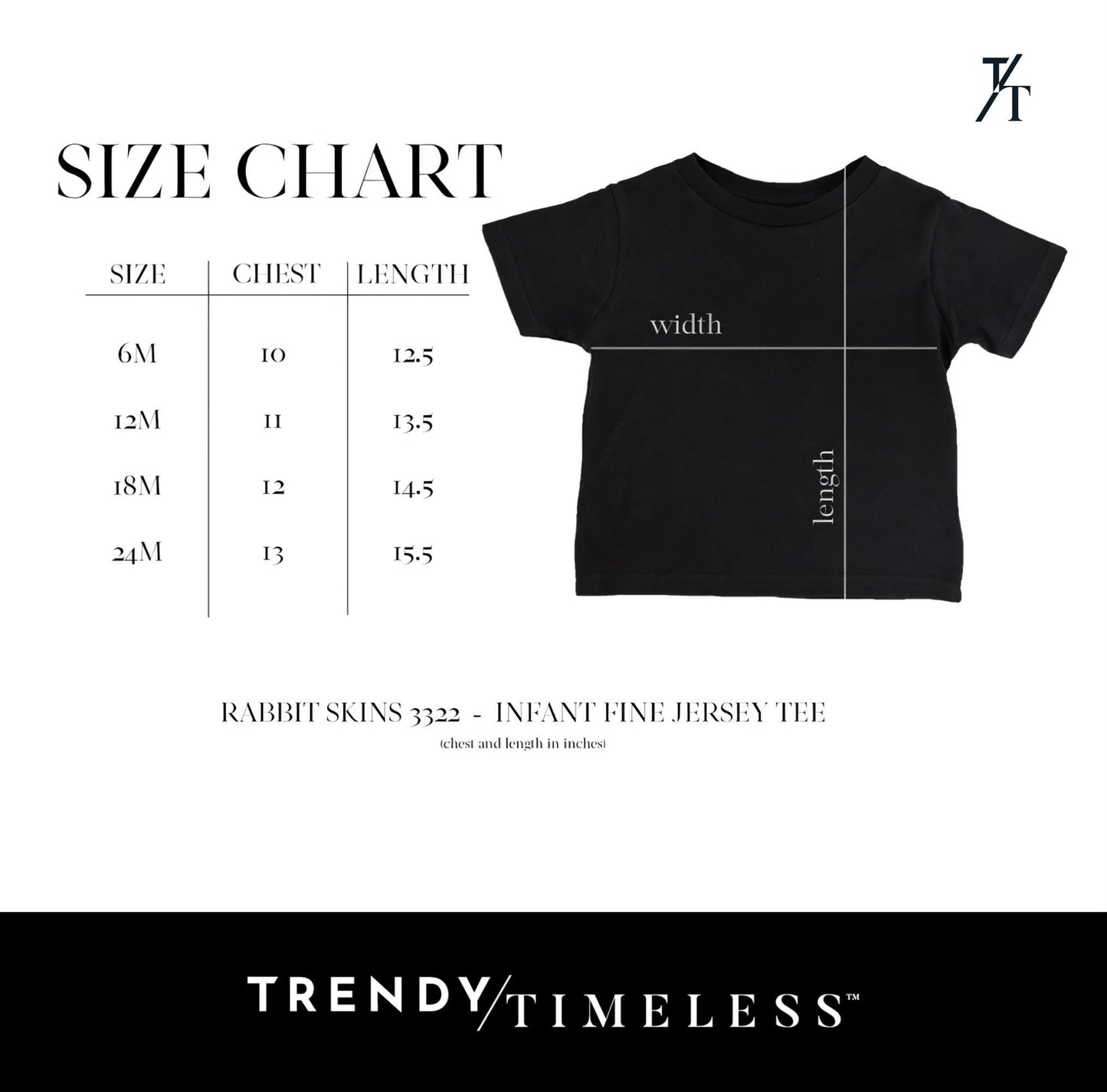 the size chart for a t - shirt with measurements