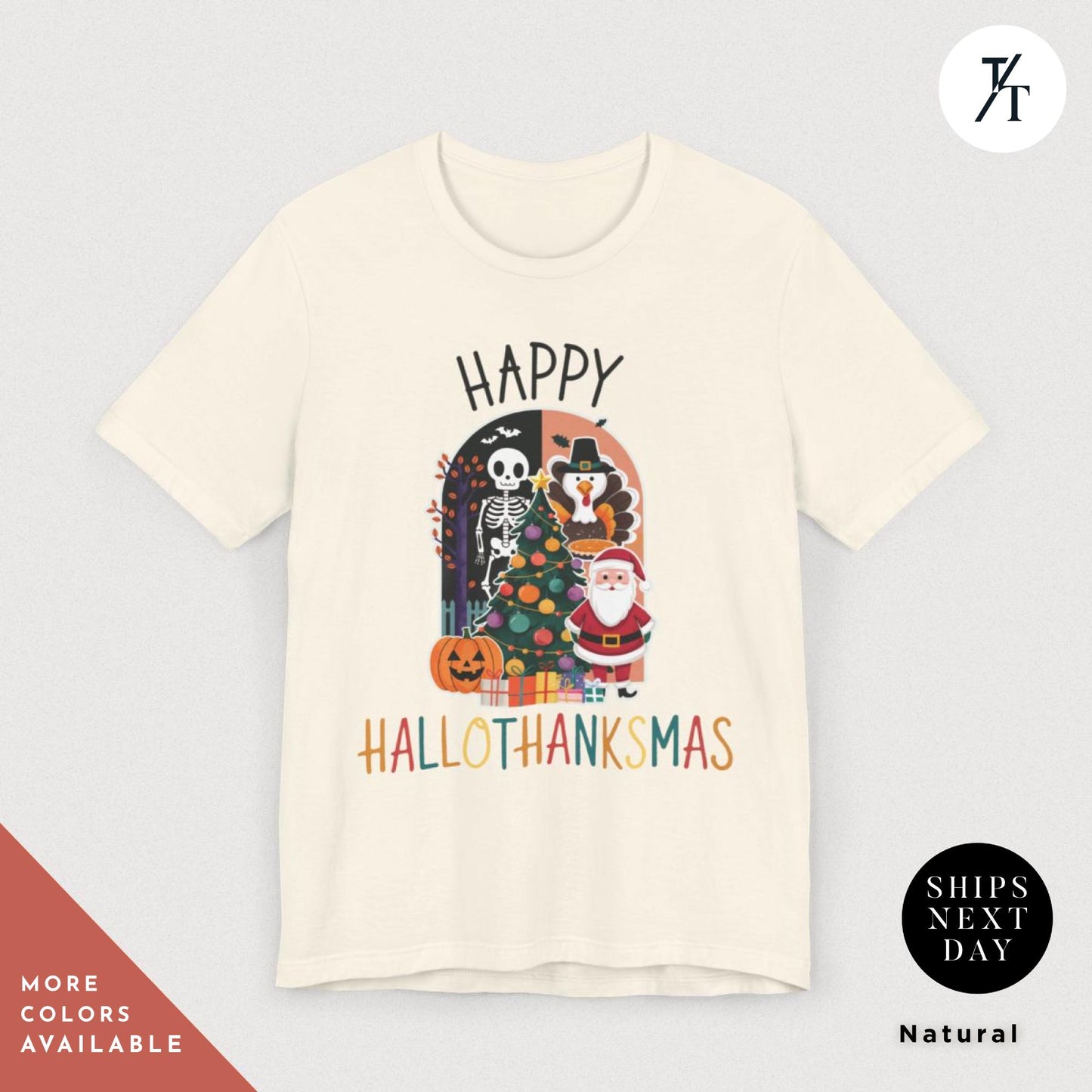 happy hallothanksmas shirt holiday season shirt happy halloween thanksgiving christmas shirts funny halloween gift, fall shirts autumn tee