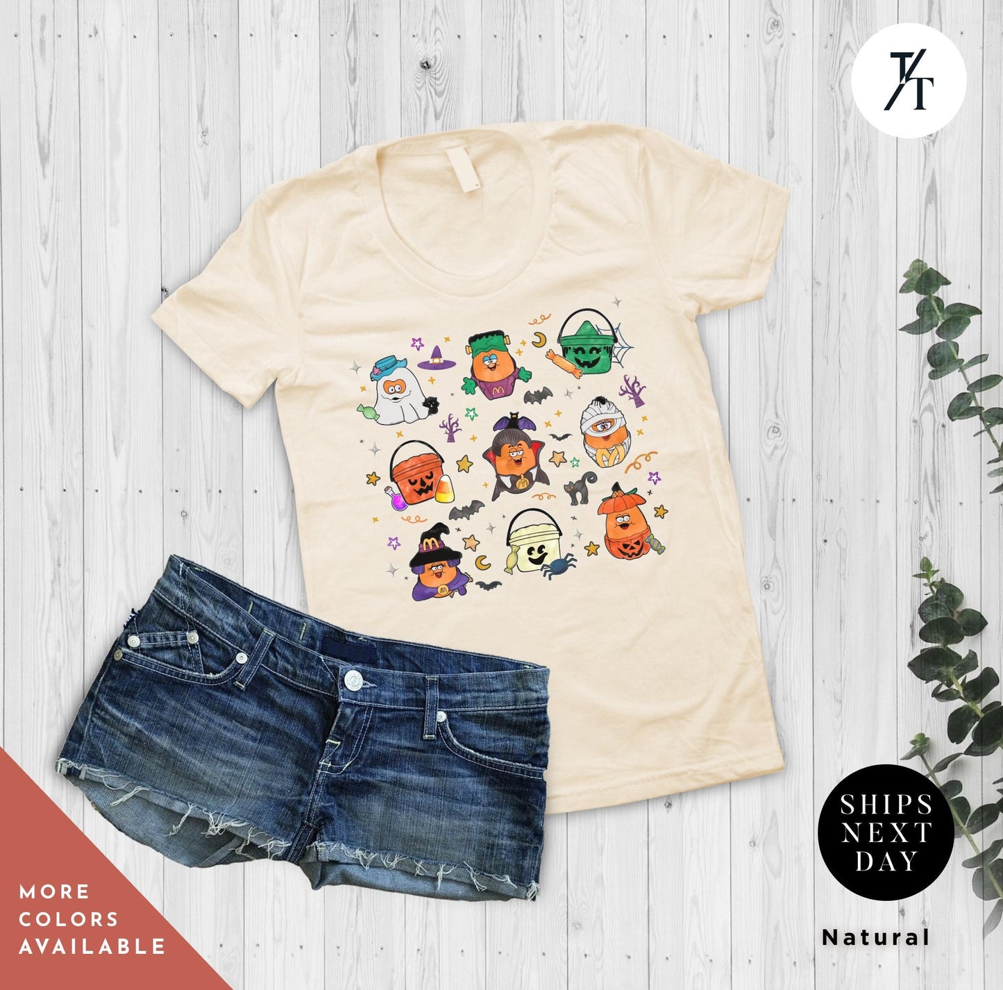 a women's t - shirt and shorts on a wooden background Cute halloween shirts for kids, Chicken Nugget Shirt Kids Halloween Shirt, Trendy Retro Boho Funny Vintage Nugget Lover Boys and Girls Tee
