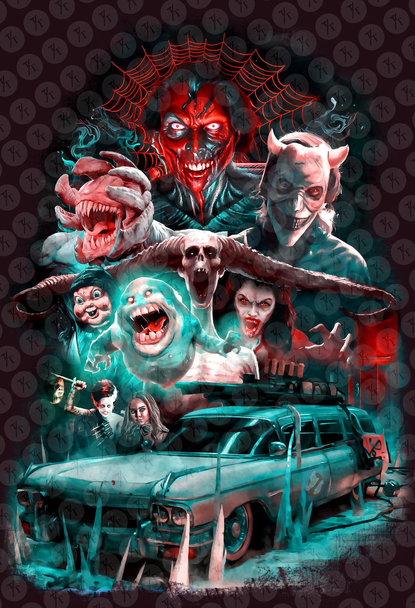 a car with a bunch of creepy faces on it, Halloween Horror Nights 2024 T-Shirt, Horror Nights Shirt 2024, Universal Studios HHN Vintage Halloween Gift Universal Orlando Michael Myers