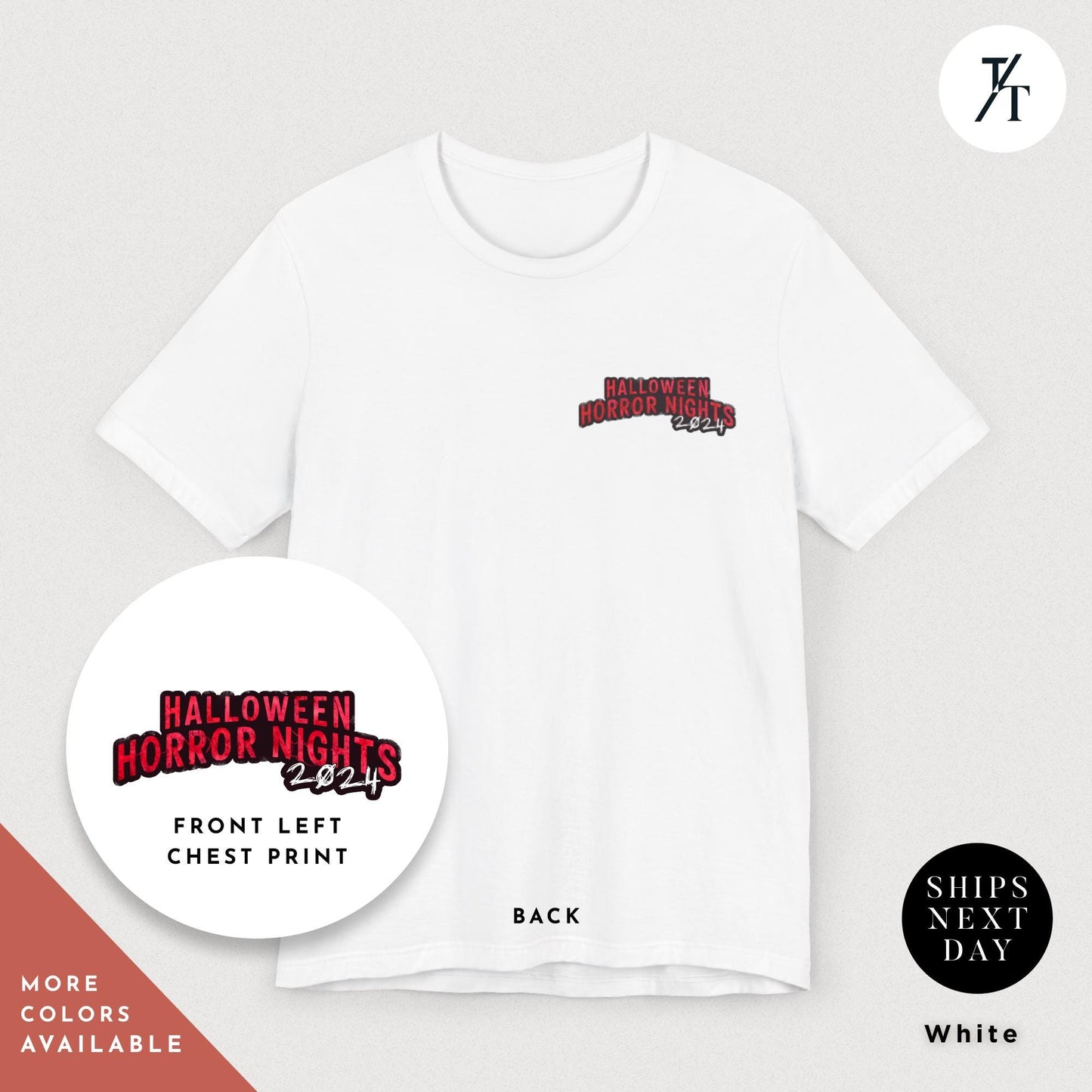 a white t - shirt with the words halloween horror nights printed on it, Halloween Horror Nights 2024 T-Shirt, Horror Nights Shirt 2024, Universal Studios HHN Vintage Halloween Gift Universal Orlando Michael Myers