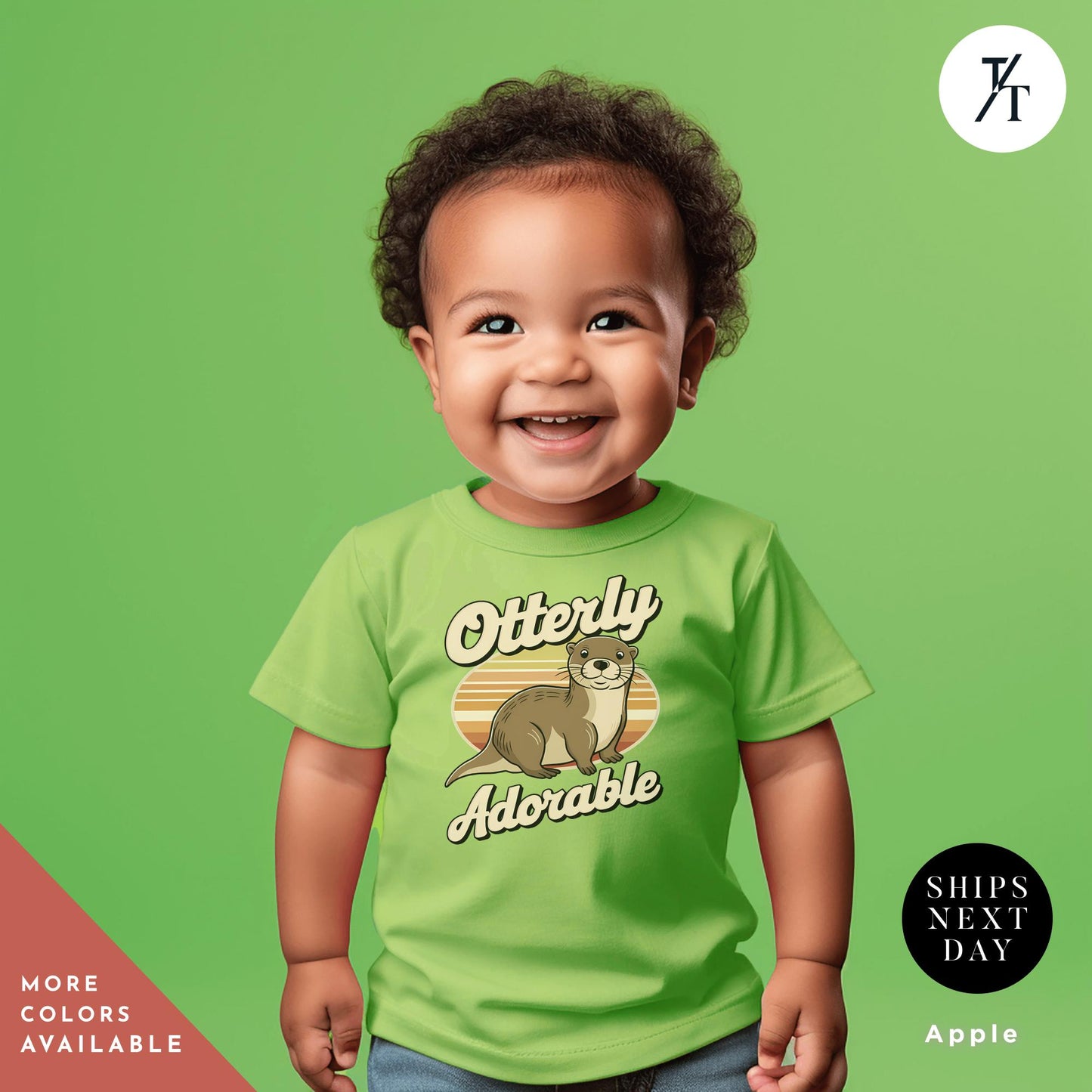 a baby wearing a green shirt with a otter on it, Otter shirt toddler, Kids Otter Shirt, Baby Shower Gift, Otters Toddler Shirts, Otters Lover Gift Cute Youth Infant baby Animal seaotter tee