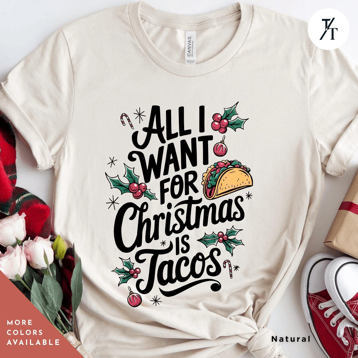 a t - shirt that says all i want for christmas is tacos, Funny Christmas Is Tacos Christmas Shirt, Funny Taco Shirt,Gift For Christmas, Tacos Lover Gift For Her, All I Want For Xmas, Funny Holiday