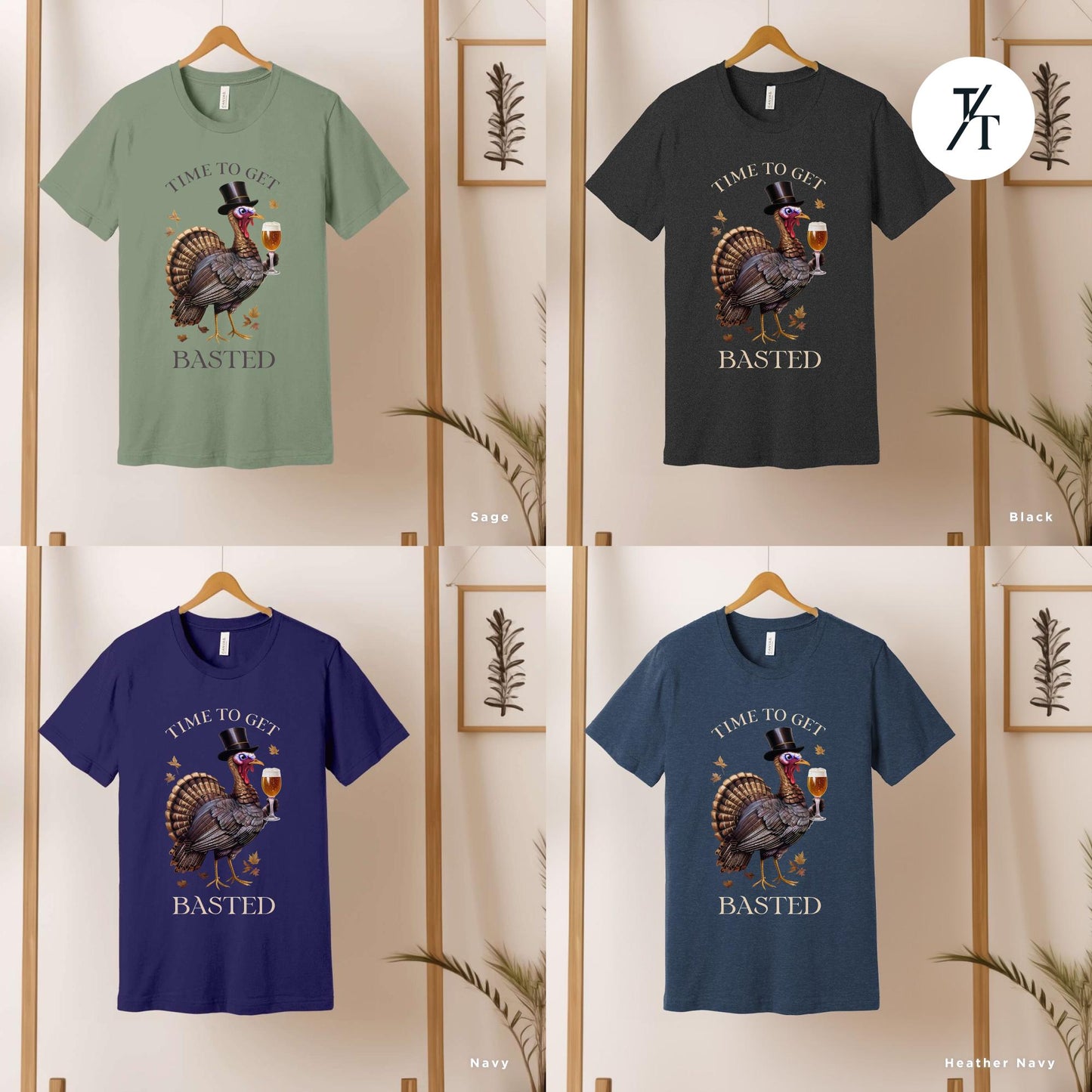 a bunch of t - shirts with a turkey on them