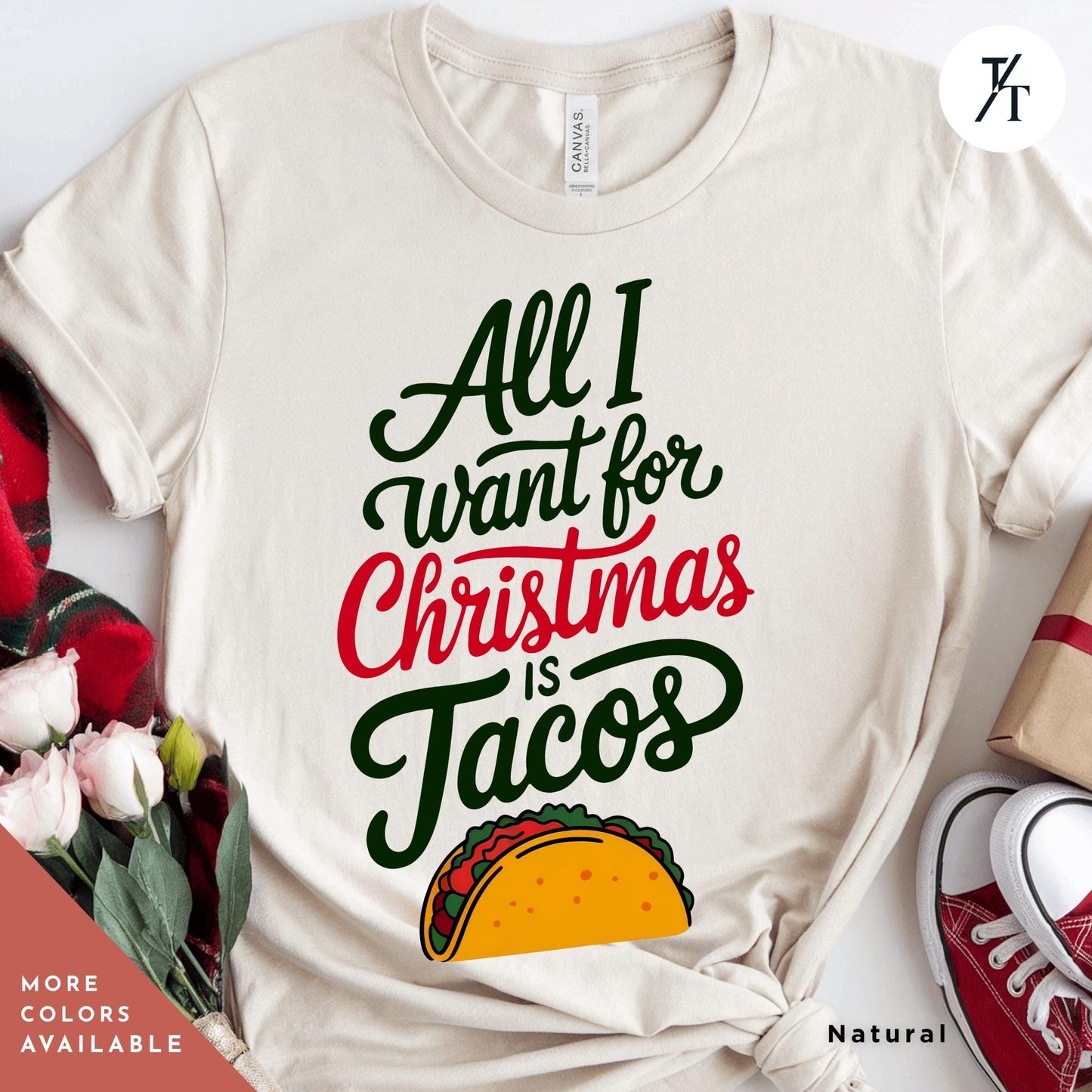 a t - shirt that says all i want for christmas is tacos, Funny Christmas Is Tacos Christmas Shirt, Funny Taco Shirt,Gift For Christmas, Tacos Lover Gift For Her, All I Want For Xmas, Funny Holiday