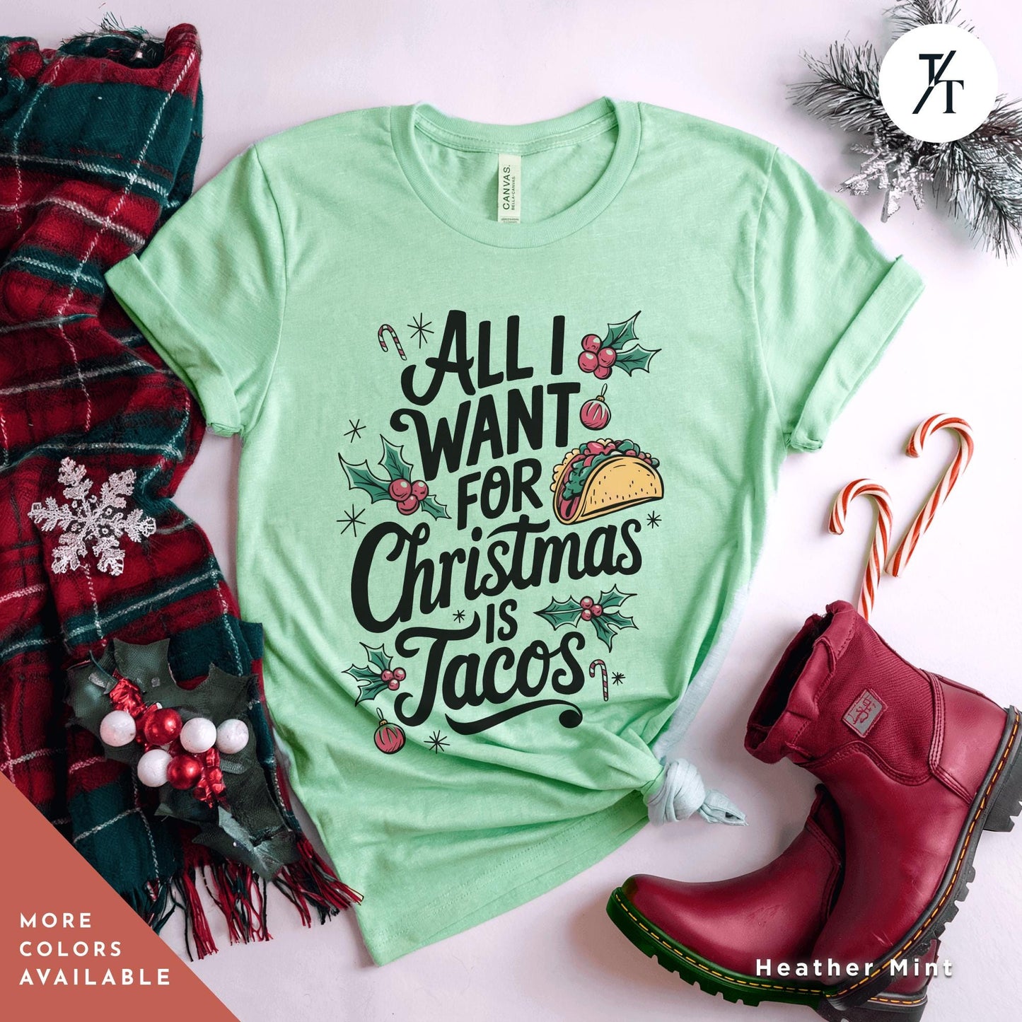 a t - shirt that says, all i want for christmas is tacos, Funny Christmas Is Tacos Christmas Shirt, Funny Taco Shirt,Gift For Christmas, Tacos Lover Gift For Her, All I Want For Xmas, Funny Holiday