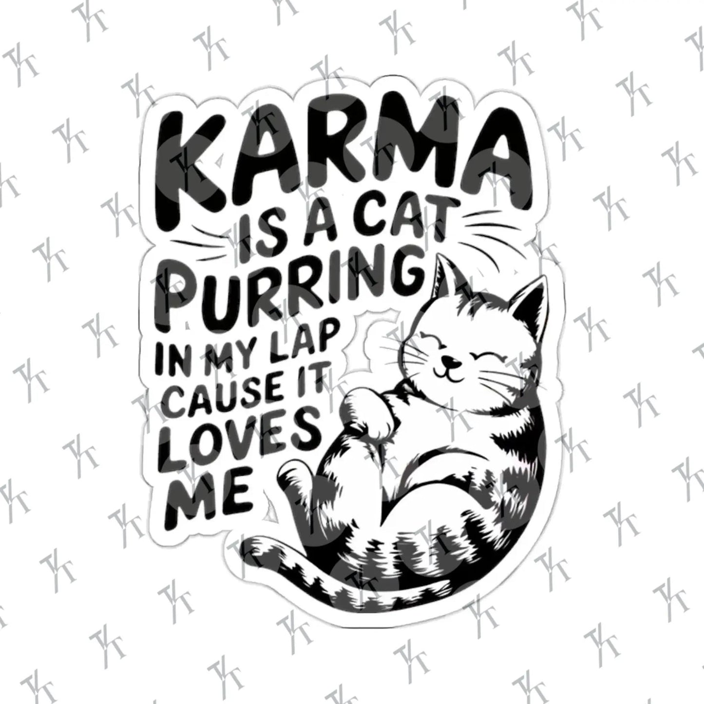 a sticker that says karma is a cat purring in my lap cause it, Karma Is A Cat Decal, Karma Cat Sticker, Swiftie Merch, Taylor Sticker, Water Bottle Vinyl Laptop Stickers Eras Tour Cute Cats Decal