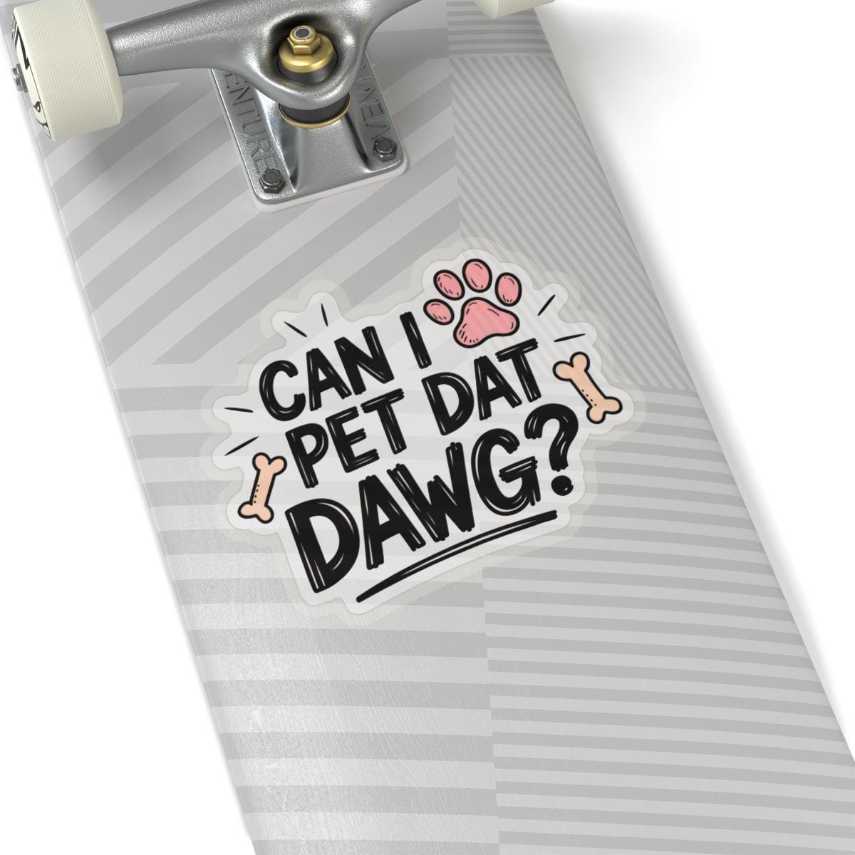 a skateboard with a sticker that says can i pet dawg? Can i pet that dawg sticker, Water Bottle Decal, Can I Pet That Dog, Funny Quote Stickers, Laptop Decals, Pet Lover Gifts For Dog Lovers