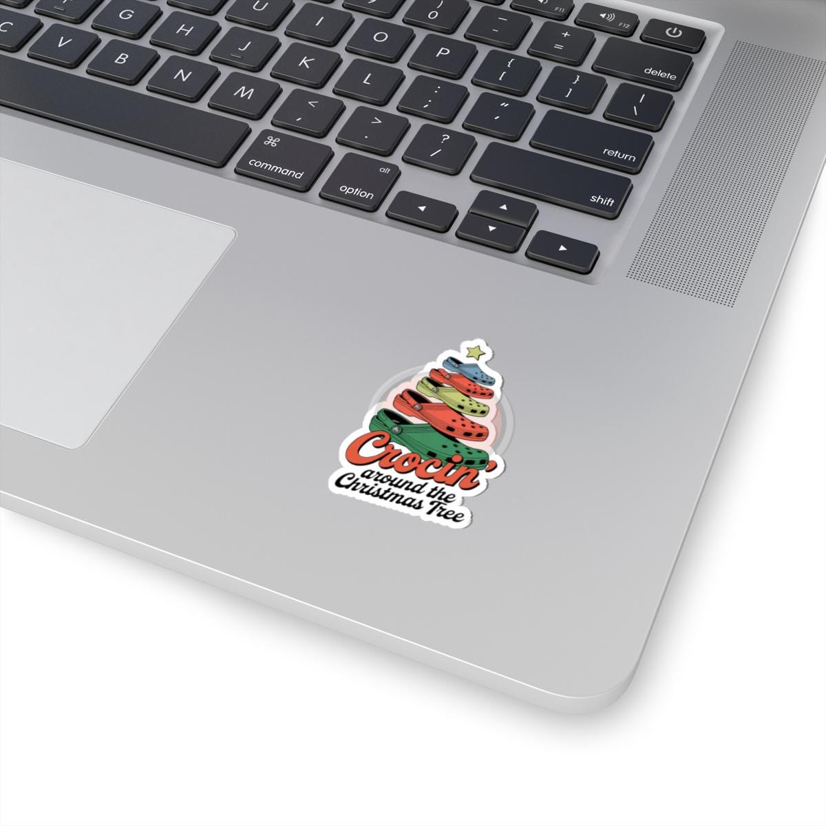 a laptop computer with a sticker on it