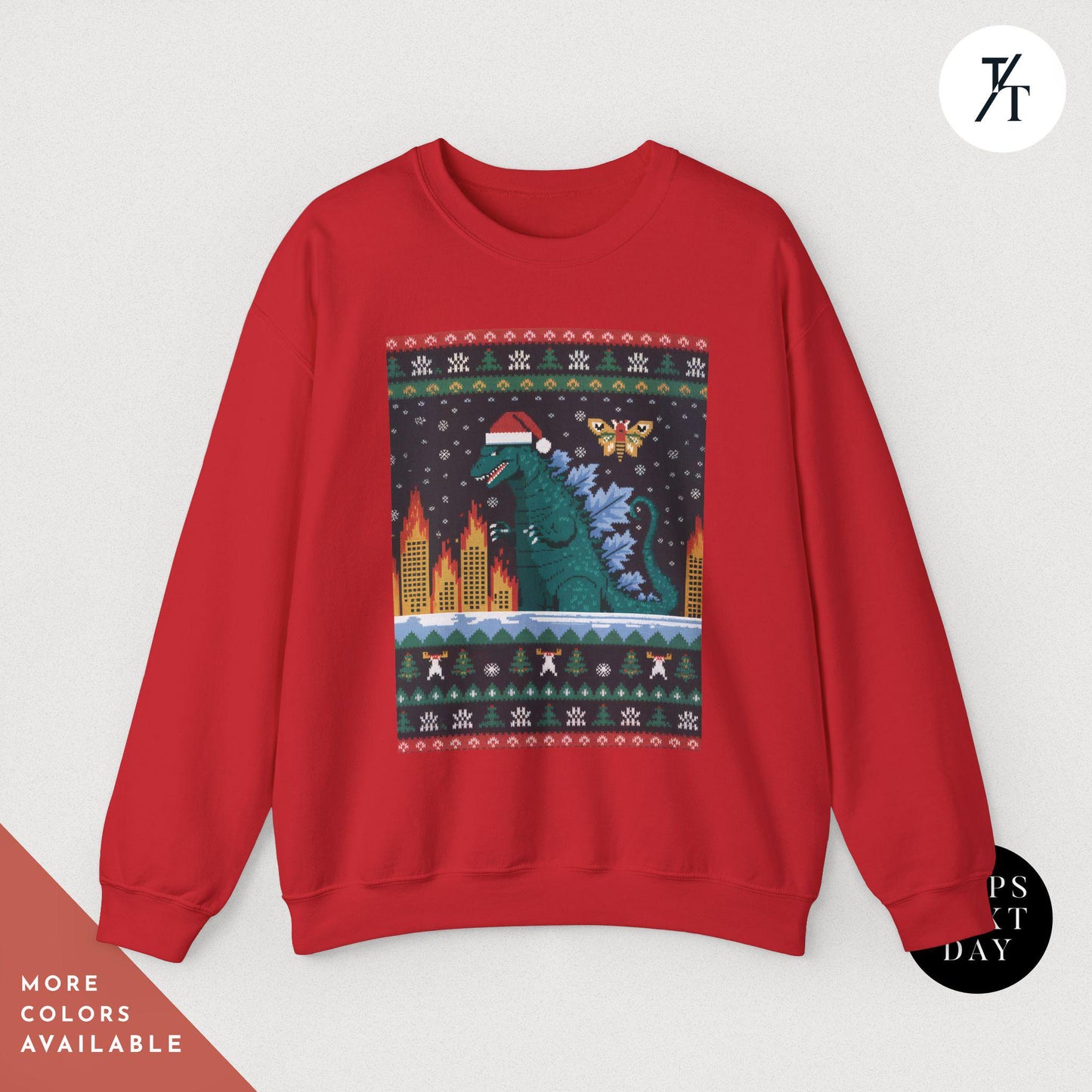godzilla christmas sweater, Ugly Xmas Sweaters, Ugly christmas Godzilla Sweatshirt, Gift For Him, King Of The Monsters, Funny Gift For Dad