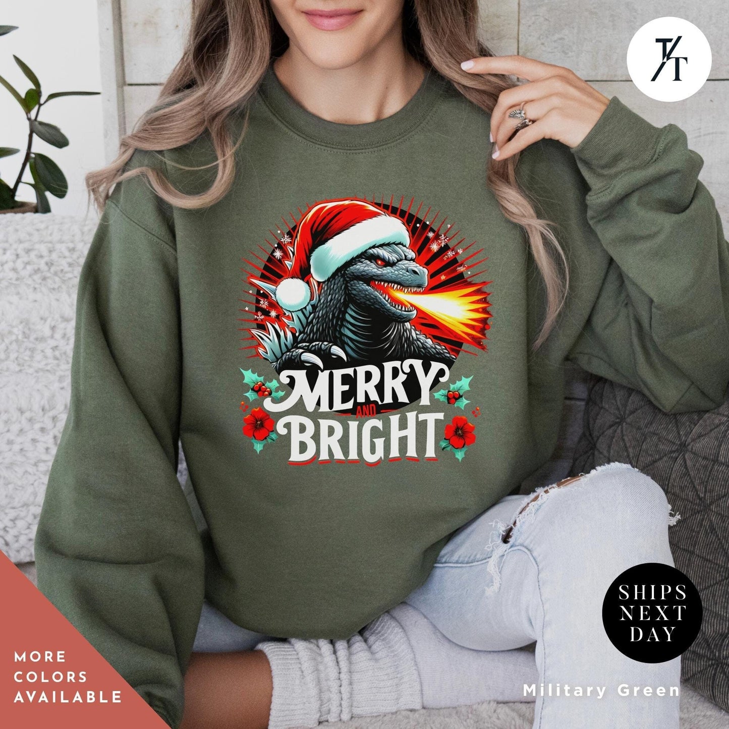 Godzilla Christmas Sweater, Ugly Xmas Sweaters, Godzilla Sweater, Gift For Christmas Sweaters, Ugly Fan Gift For Monster Xmas Sweatshirt