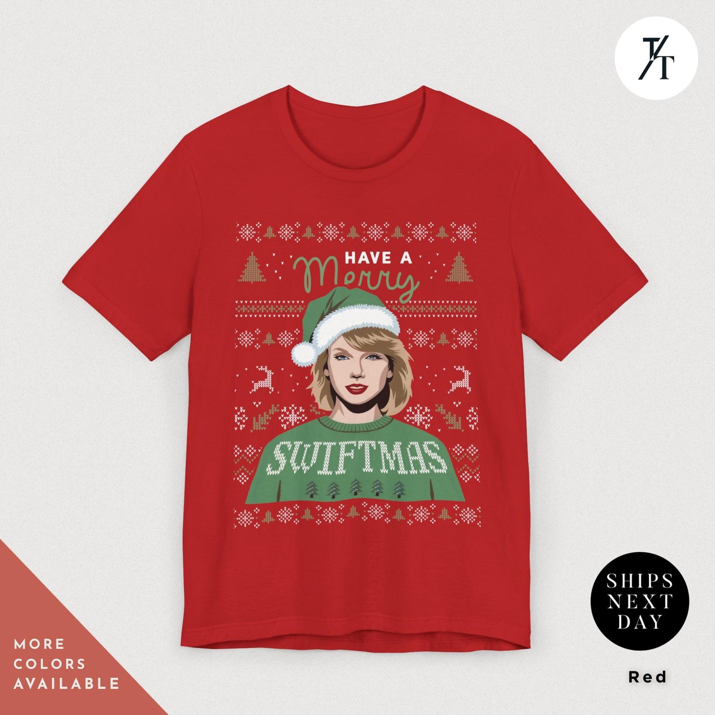 a red t - shirt with a picture of a woman wearing a santa hat, sweatshirt Have a Merry Swiftmas Taylor Xmas Shirt Swiftie Christmas Gift For Swifties shirt, Merry Swiftmas Shirts The Eras Tour, Taylor Xmas