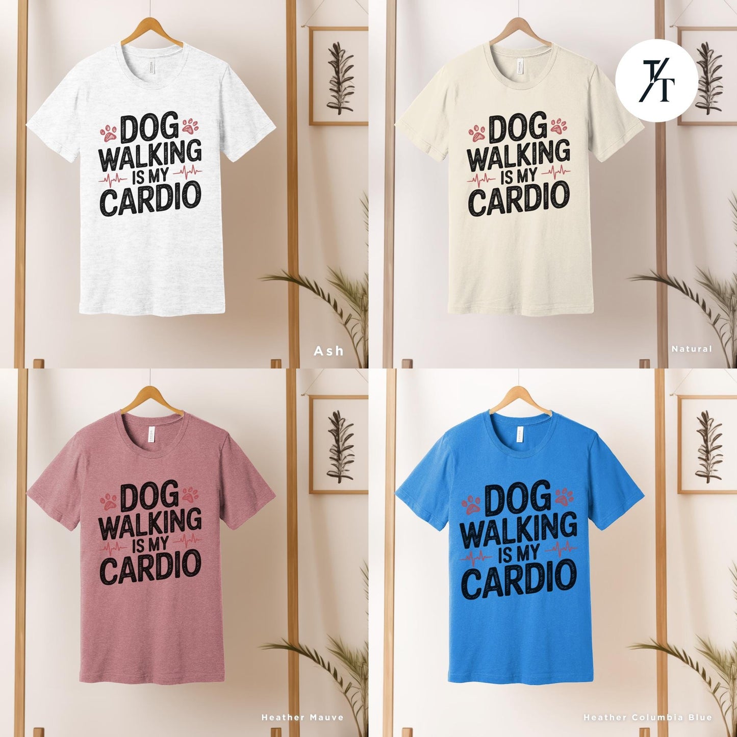 four t - shirts that say dog walking is cardio, Dog Walking Shirt, Gifts For Dog Lovers, Gift For Pet Lovers, Dogs Walker Shirt, Funny Dogs Shirt, Top Fashion Gifts For Mom, funny pet tee
