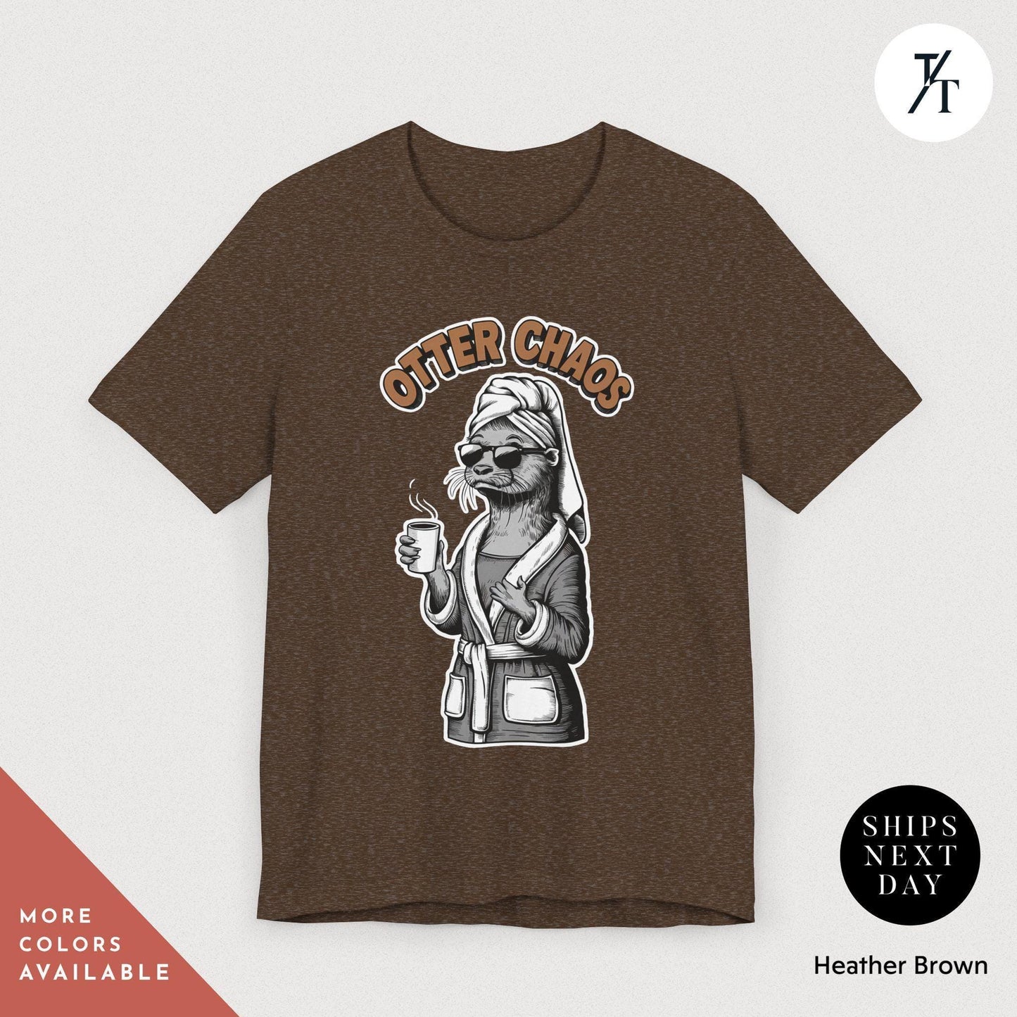a t - shirt with an image of an otter mom that says "otter chaos", Funny Otter Mom Shirt, Otter Lover Gift Funny Moms Shirt Gifts For Mom, Mother'S Day Gift, Cute Otters Shirts, Cute Animal Lovers Shirts