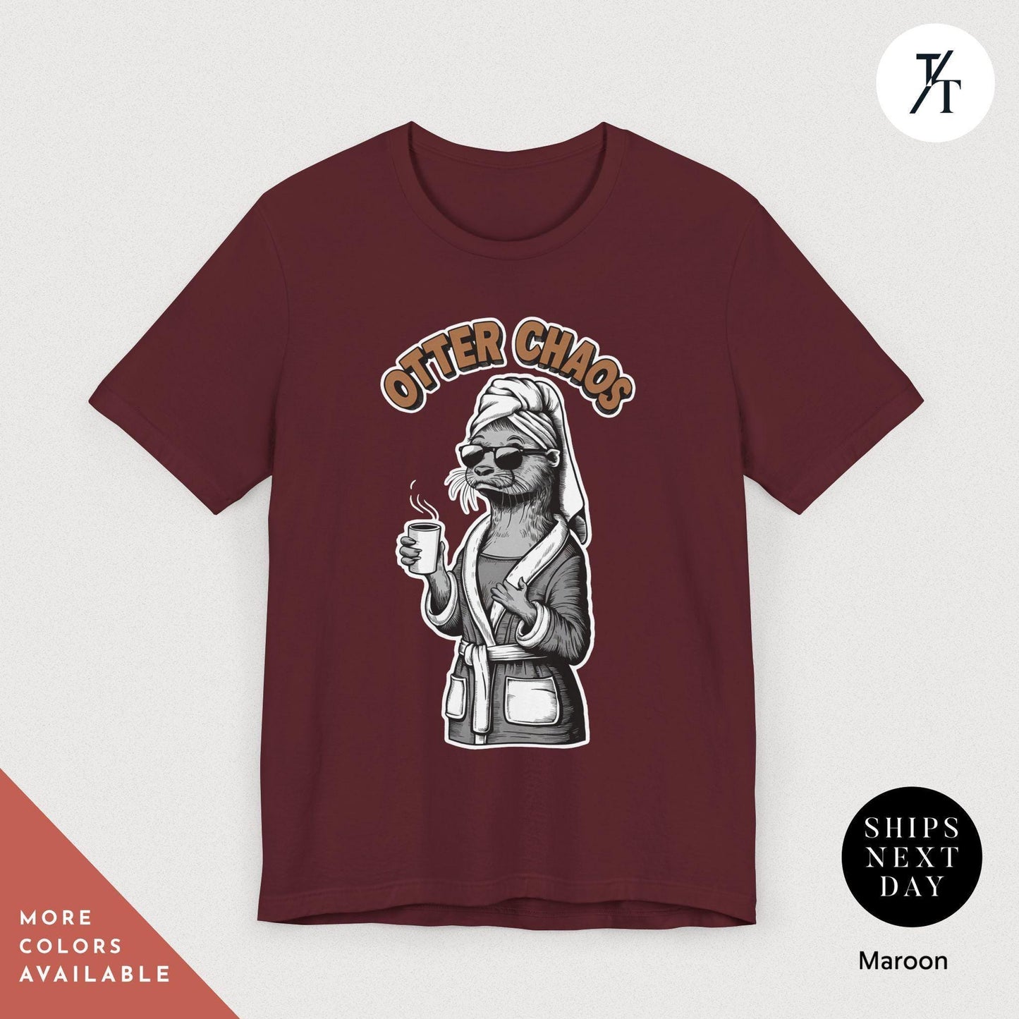 a t - shirt with an image of an otter mom that says "otter chaos", Funny Otter Mom Shirt, Otter Lover Gift Funny Moms Shirt Gifts For Mom, Mother'S Day Gift, Cute Otters Shirts, Cute Animal Lovers Shirts