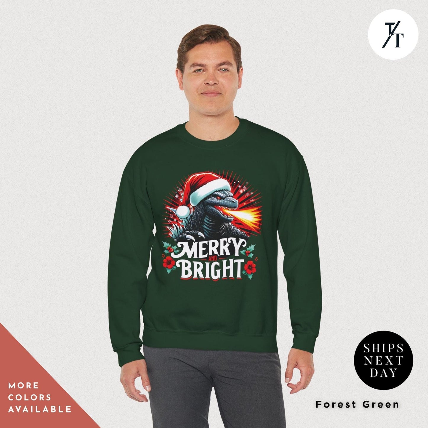 Godzilla Christmas Sweater, Ugly Xmas Sweaters, Godzilla Sweater, Gift For Christmas Sweaters, Ugly Fan Gift For Monster Xmas Sweatshirt