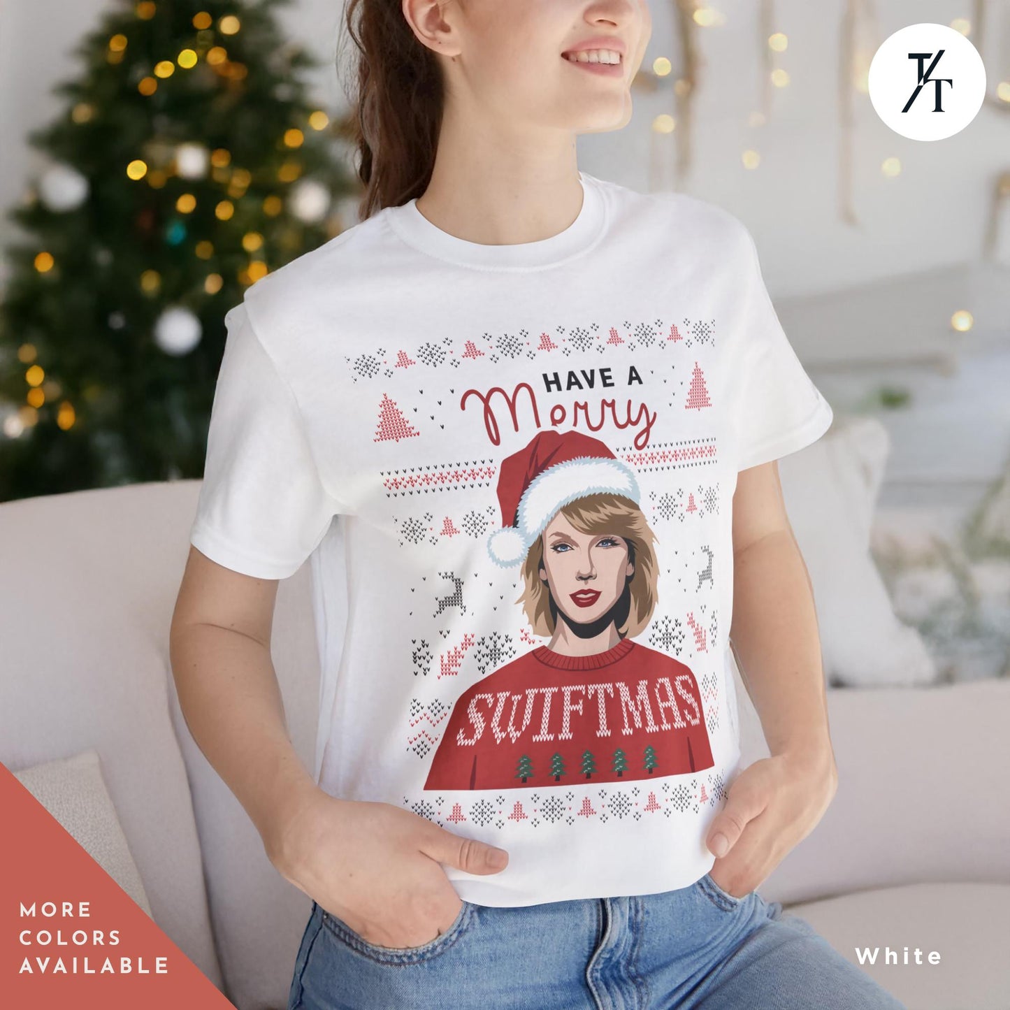 a woman wearing a white t - shirt with a picture of a woman wearing a hat, Have a Merry Swiftmas Taylor Xmas Shirt Swiftie Christmas Gift For Swifties shirt, Merry Swiftmas Shirts The Eras Tour, Taylor Xmas