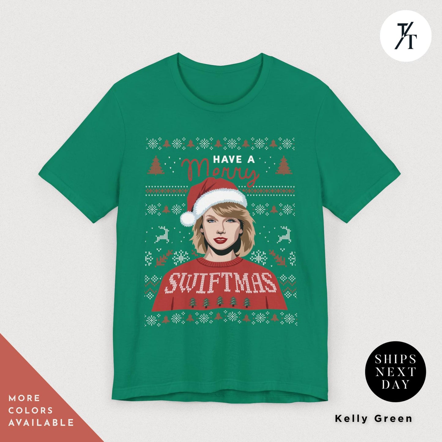a green t - shirt with a picture of a woman wearing a santa hat, Have a Merry Swiftmas Taylor Xmas Shirt Swiftie Christmas Gift For Swifties shirt, Merry Swiftmas Shirts The Eras Tour, Taylor Xmas
