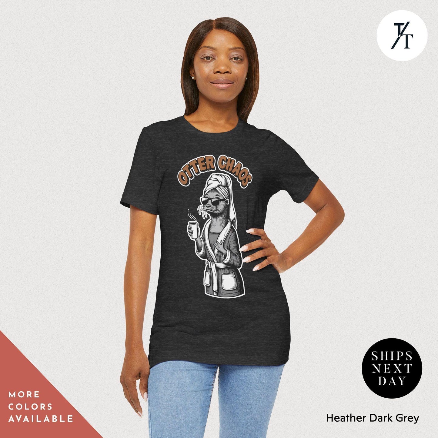 a t - shirt with an image of an otter mom that says "otter chaos", Funny Otter Mom Shirt, Otter Lover Gift Funny Moms Shirt Gifts For Mom, Mother'S Day Gift, Cute Otters Shirts, Cute Animal Lovers Shirts