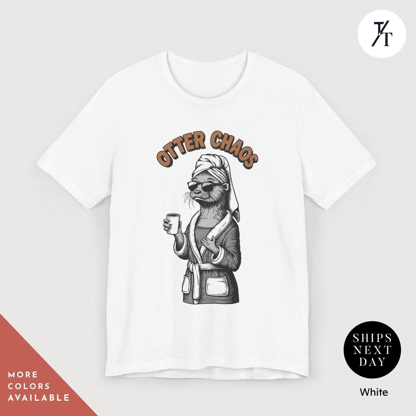 a t - shirt with an image of an otter mom that says "otter chaos", Funny Otter Mom Shirt, Otter Lover Gift Funny Moms Shirt Gifts For Mom, Mother'S Day Gift, Cute Otters Shirts, Cute Animal Lovers Shirts