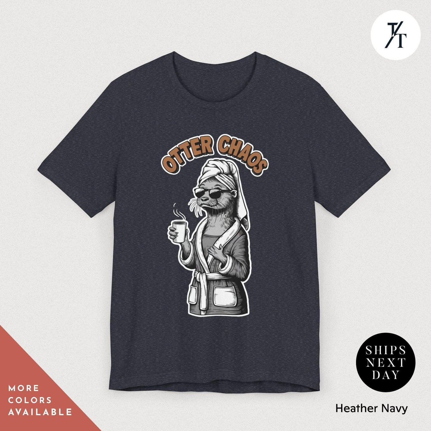 a t - shirt with an image of an otter mom that says "otter chaos", Funny Otter Mom Shirt, Otter Lover Gift Funny Moms Shirt Gifts For Mom, Mother'S Day Gift, Cute Otters Shirts, Cute Animal Lovers Shirts