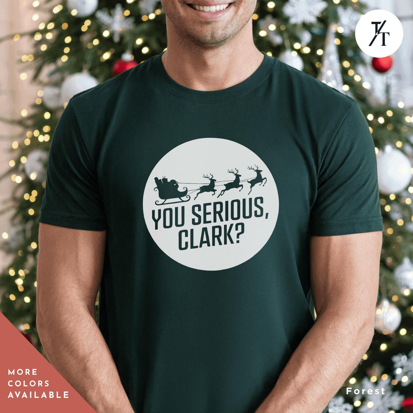a man standing in front of a christmas tree, You serious clark retro 90s Christmas vacation national lampoons shirt, Ugly Christmas Shirt, Griswold Family tee, Xmas Movie Quote tShirt